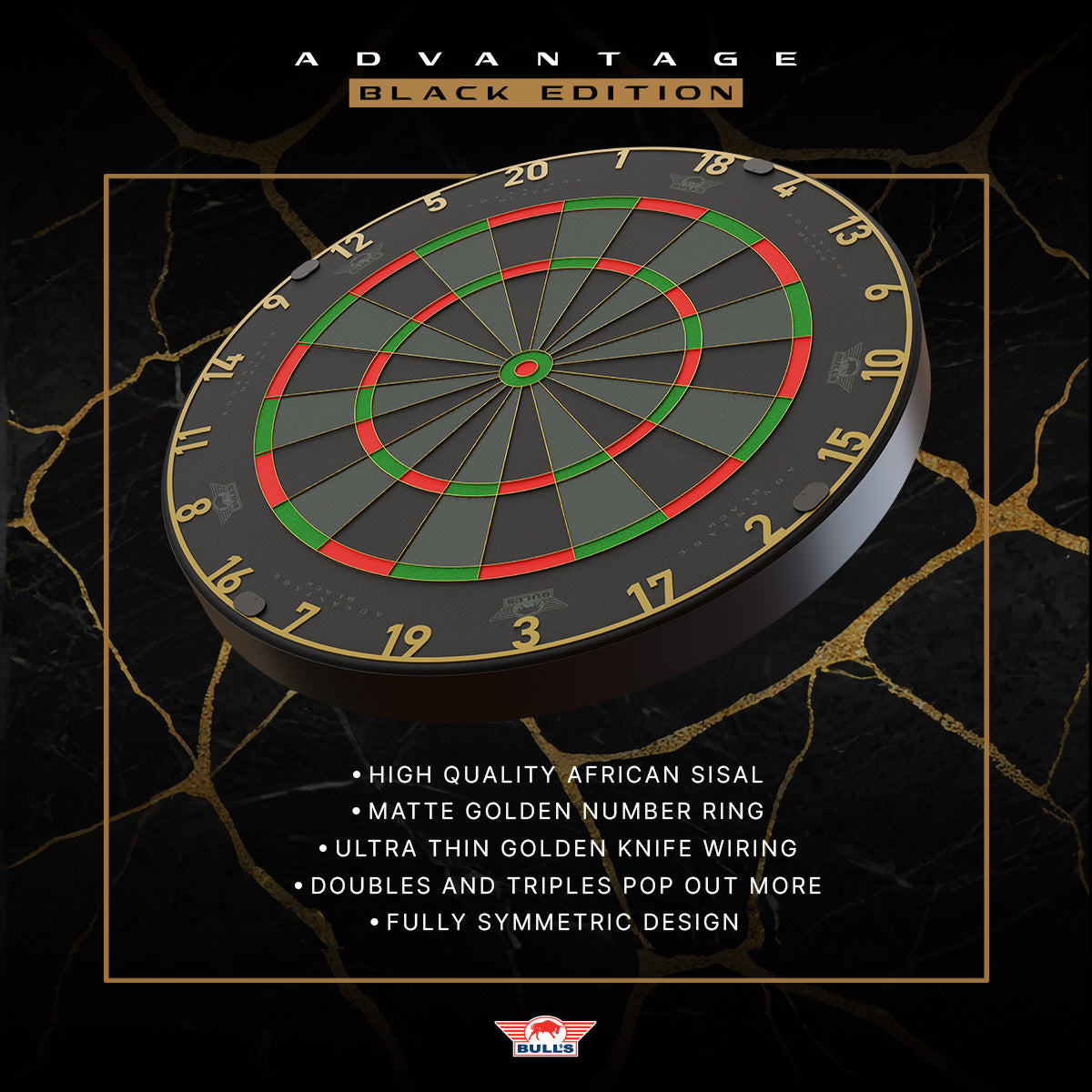 Bull's Advantage Black Professional Dartboard - DreamDarts Dartshop