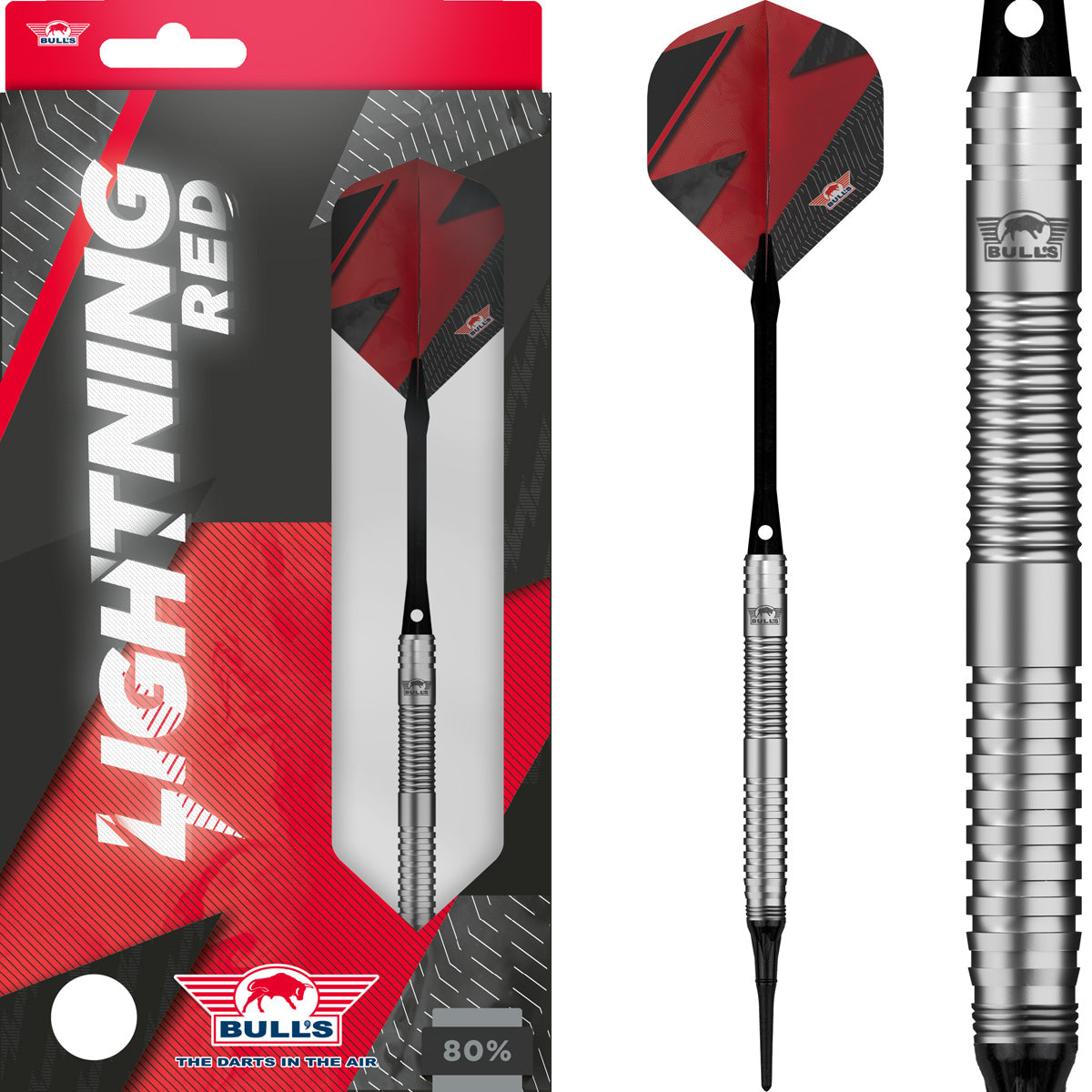 Bull's Lightning Red 80% Softdarts - DreamDarts Dartshop