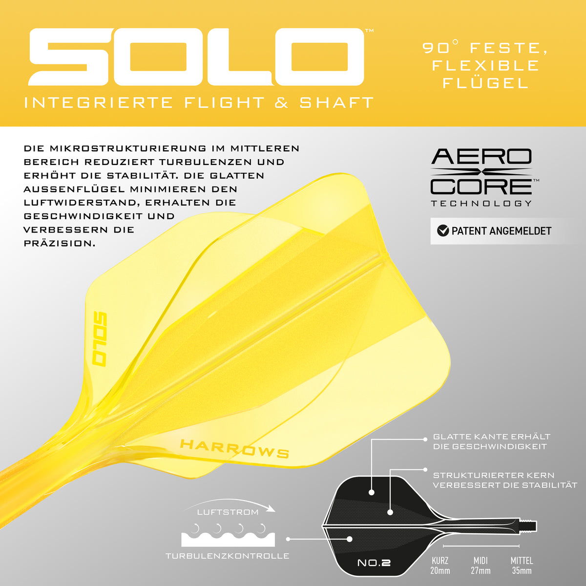 Harrows SOLO No.2 Standard - Gelb - DreamDarts Dartshop
