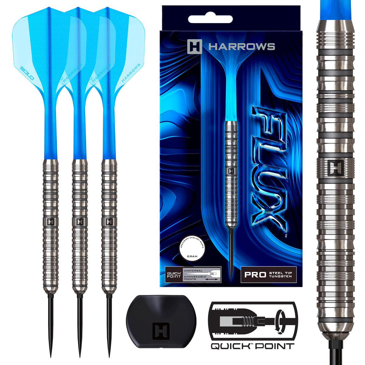 Harrows Flux Pro-Tungsten Quick Point Steeldarts - DreamDarts Dartshop