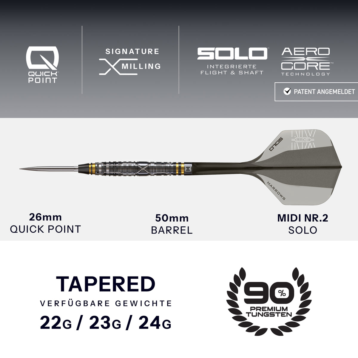 Harrows NX Luxe Tapered 90% Quick Point Steeldarts - DreamDarts Dartshop