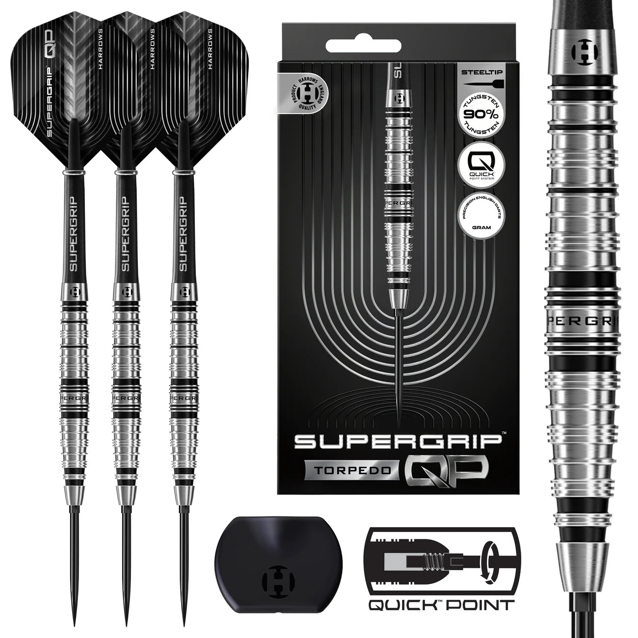 Harrows SUPERGRIP QP TORPEDO 90% Steeldarts - DreamDarts Dartshop