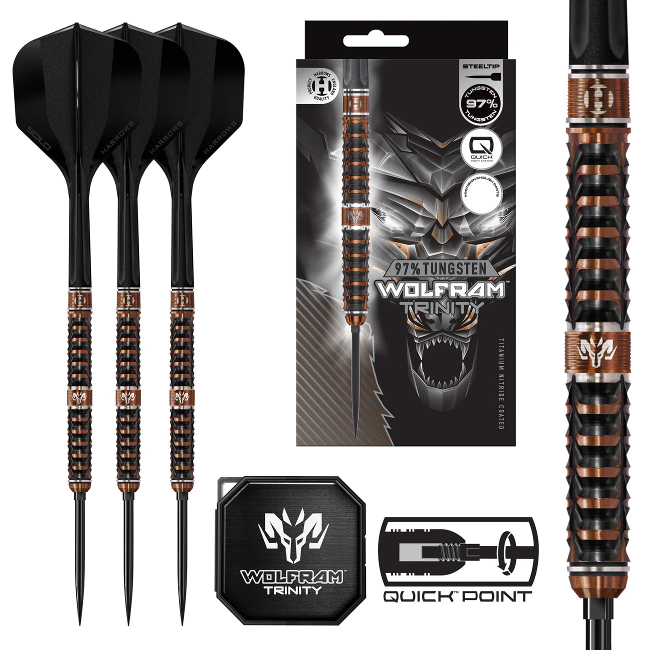 Harrows WOLFRAM TRINITY 97% Steeldarts - DreamDarts Dartshop