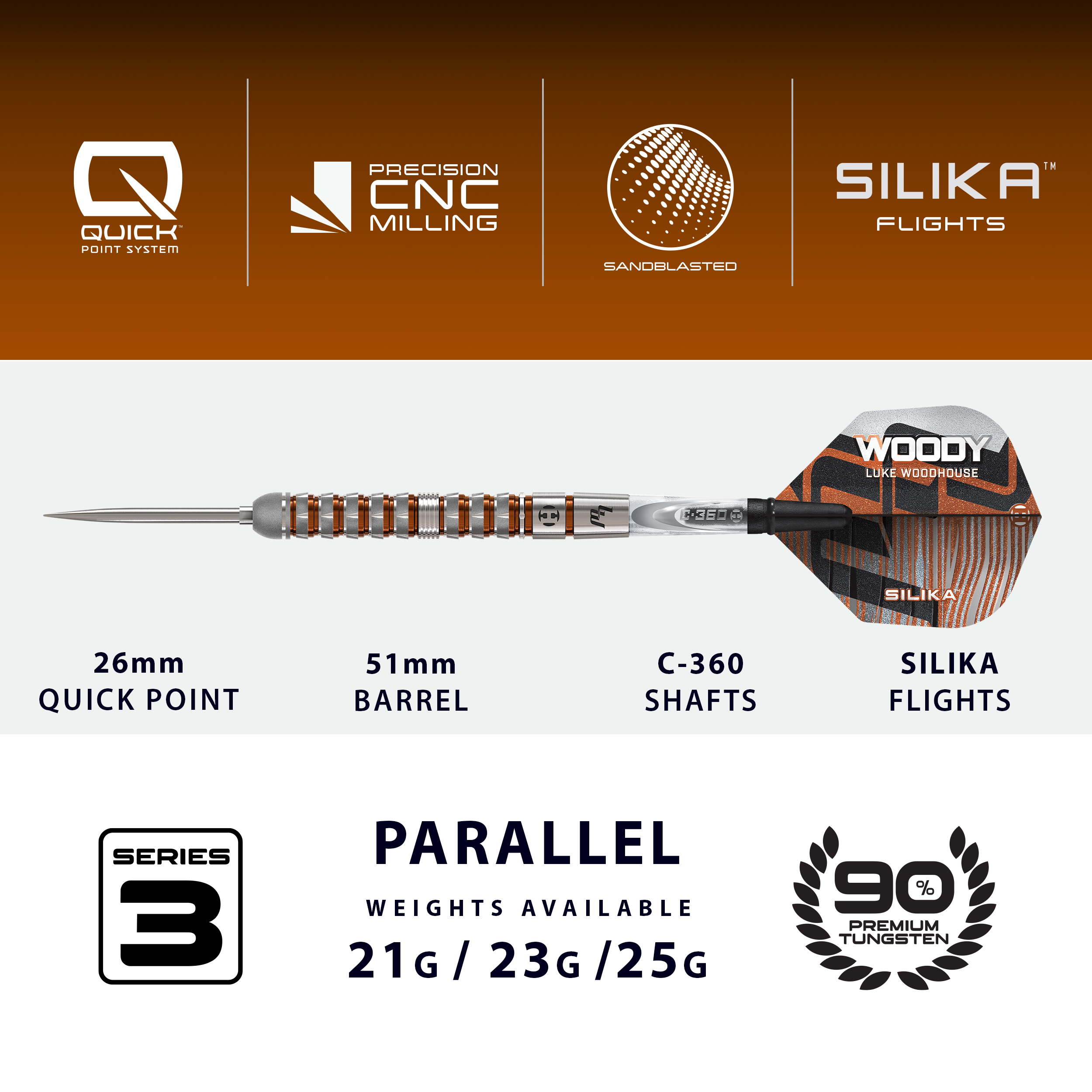 Luke Woodhouse Series 3 90% Steeldarts - DreamDarts Dartshop