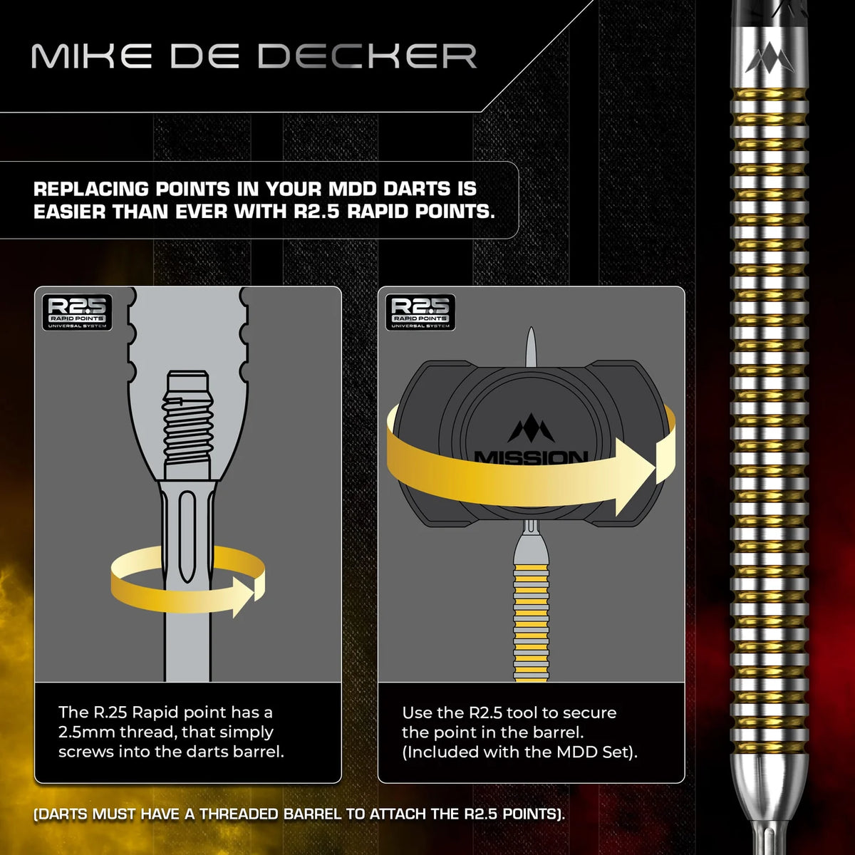 Mission Mike De Decker R2.5 95% Steeldarts - DreamDarts Dartshop