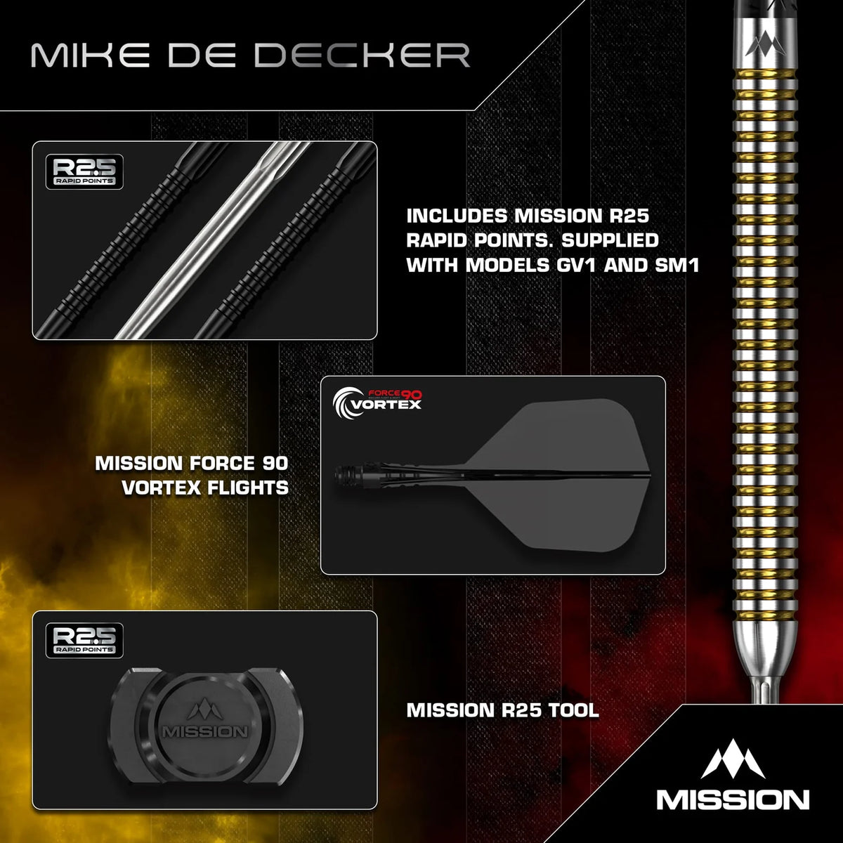 Mission Mike De Decker R2.5 95% Steeldarts - DreamDarts Dartshop