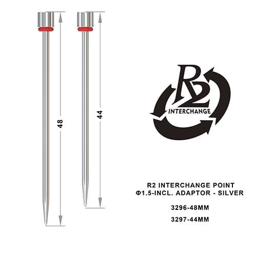 R2 INTERCHANGE POINT 1.5-INCL. ADAPTER-SILVER - DreamDarts Dartshop