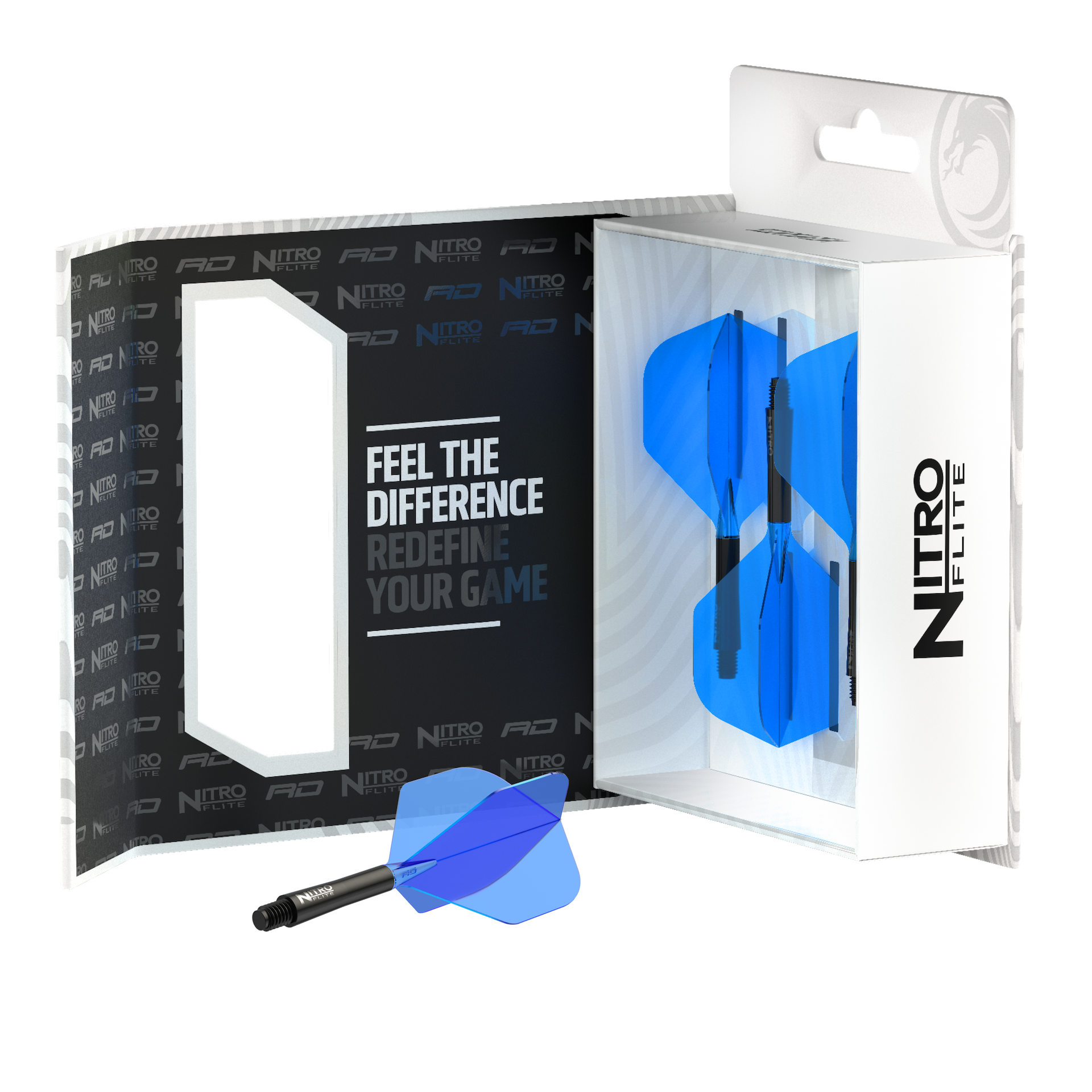 Red Dragon NITRO FLITE BLACK AND BLUE - DreamDarts Dartshop