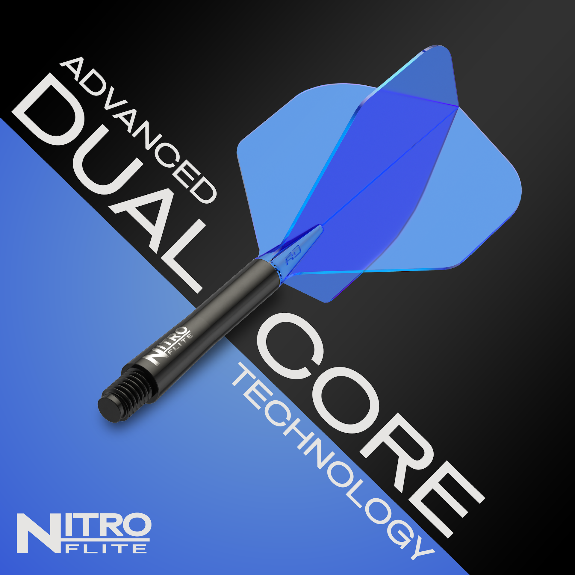 Red Dragon NITRO FLITE BLACK AND BLUE - DreamDarts Dartshop