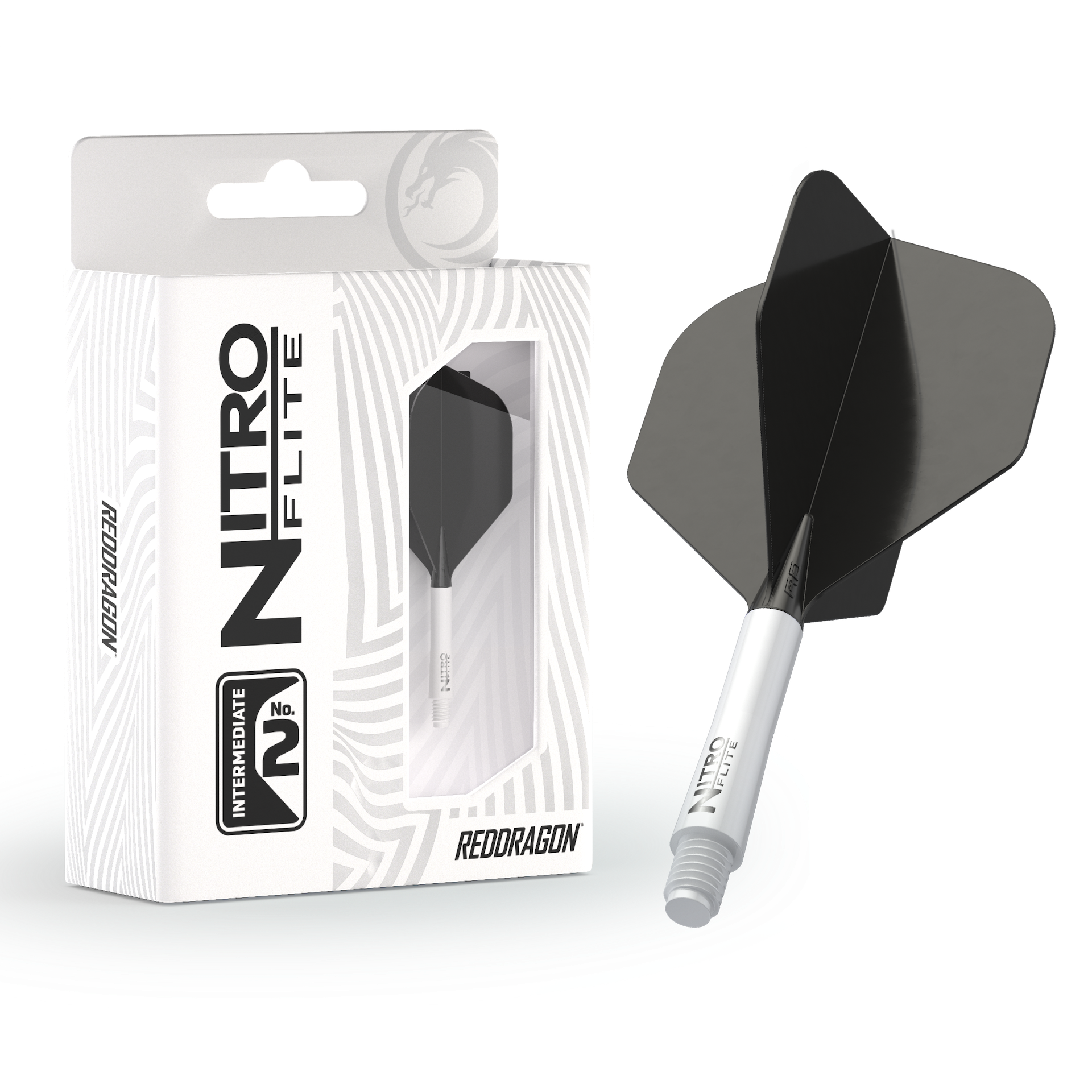 Red Dragon NITRO FLITE WHITE AND BLACK - DreamDarts Dartshop