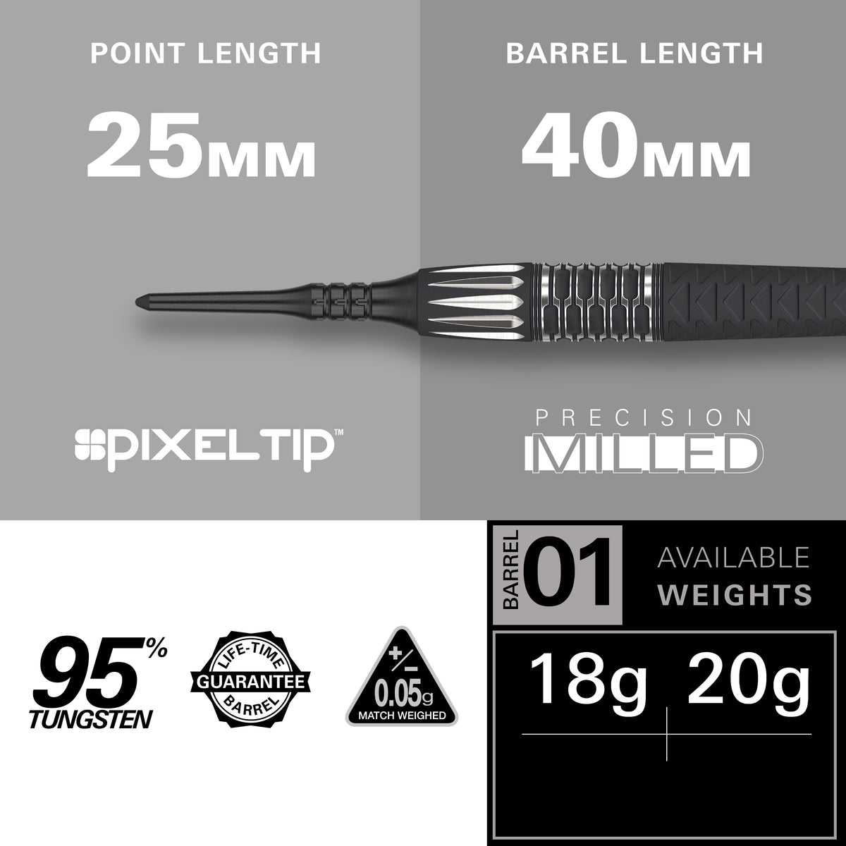 PHIL TAYLOR RAW POWER G11 95% SOFT TIP DARTS - DreamDarts Dartshop