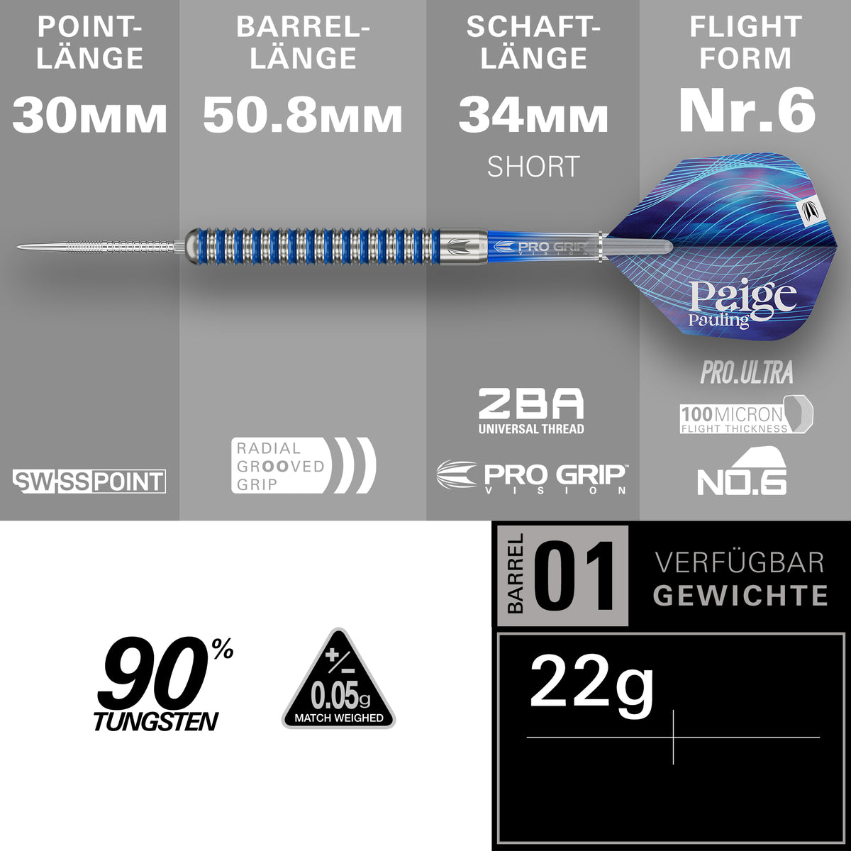 PAIGE PAULING GEN 1 90% Steeldarts - DreamDarts Dartshop