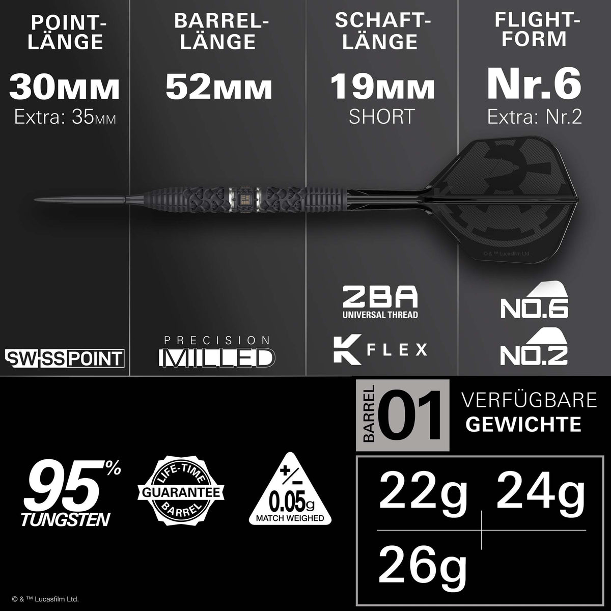 Darth Vader 95% Steeldarts - DreamDarts Dartshop