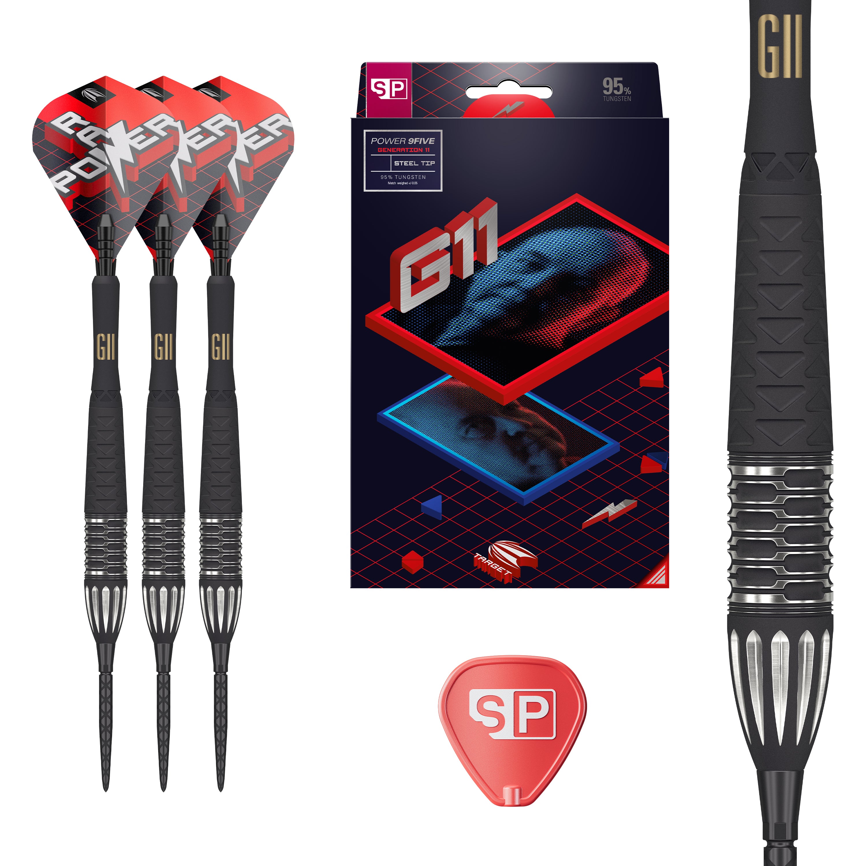 PHIL TAYLOR RAW POWER G11 95% STEEL TIP DARTS - DreamDarts Dartshop