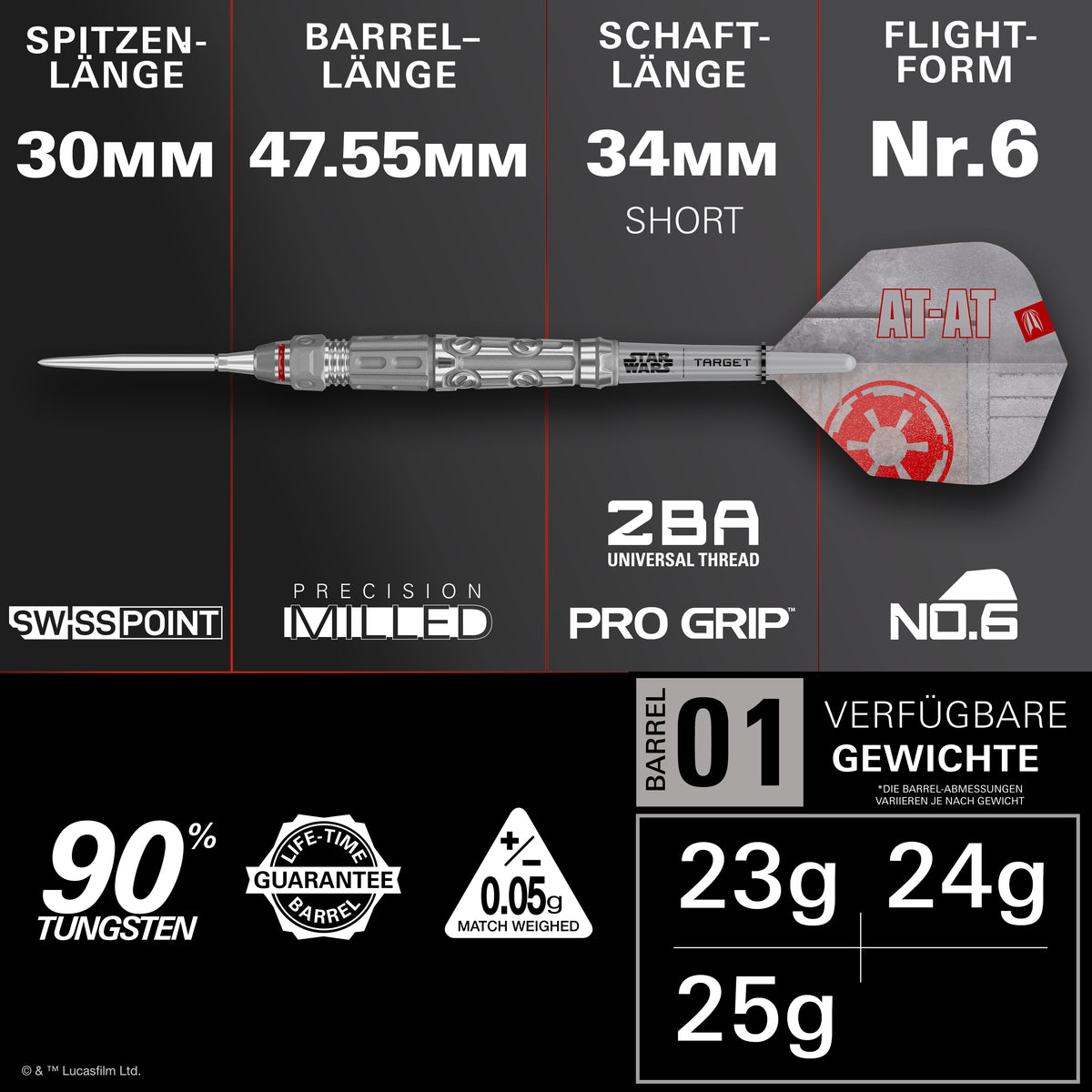 STAR WARS AT-AT 90% SP STEEL TIP DARTS 2026 - DreamDarts Dartshop