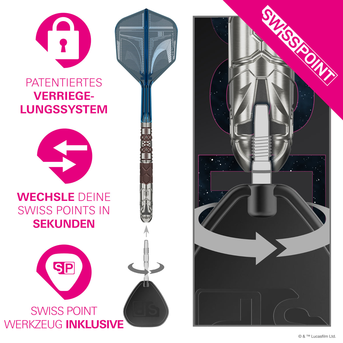 STAR WARS MANDALORIAN 95% SP STEEL TIP DARTS 2026 - DreamDarts Dartshop