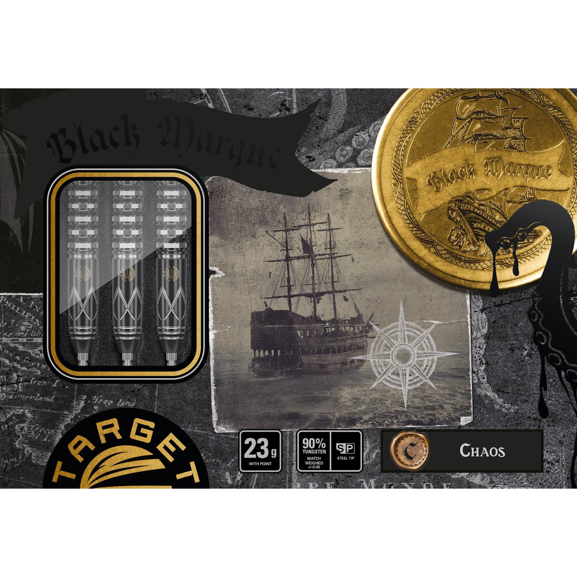 Black Marque Chaos 90% 23G SWISS POINT STEEL 2024 - DreamDarts Dartshop