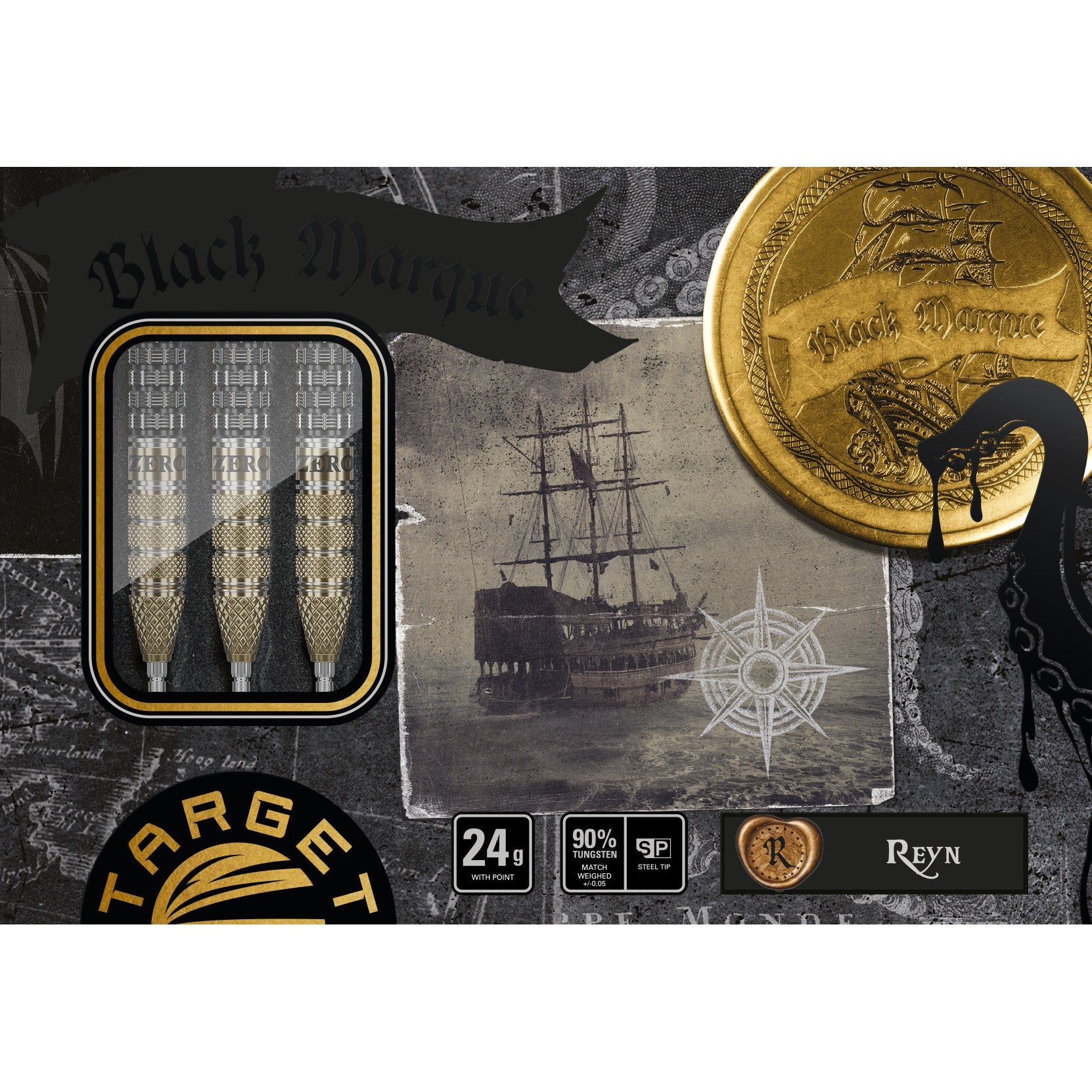 Black Marque Reyn 90% 24G SWISS POINT STEEL 2024 - DreamDarts Dartshop