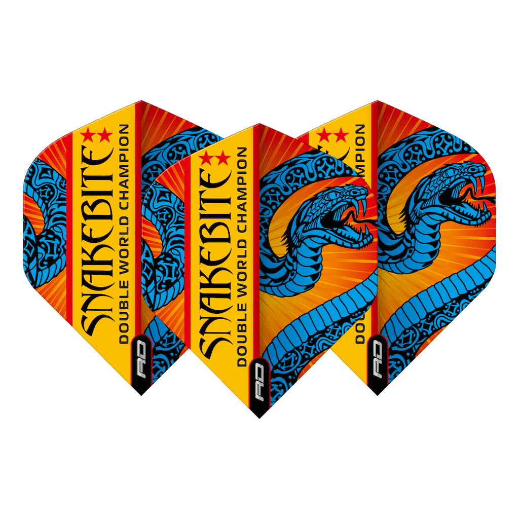 Peter Wright Snakebite Double World Champion Hardcore Standard Blue & Orange Flights - DreamDarts Dartshop