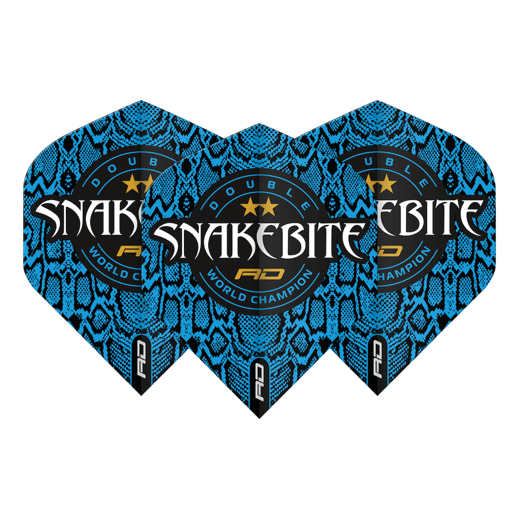 Peter Wright Snakebite Double World Champion Hardcore Standard Blue Skin Flights - DreamDarts Dartshop