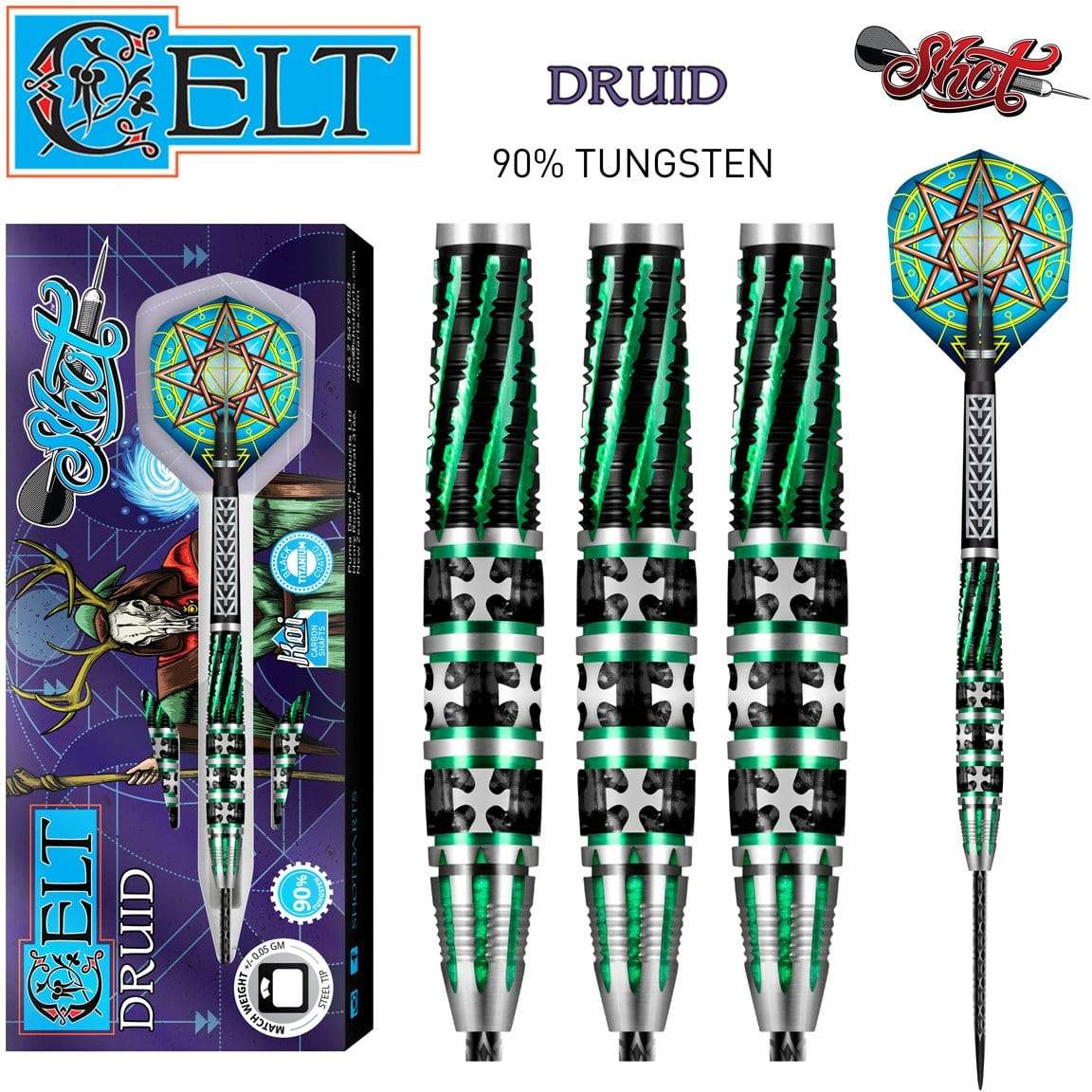 Shot Celt Druid 90% Steel Tip Darts