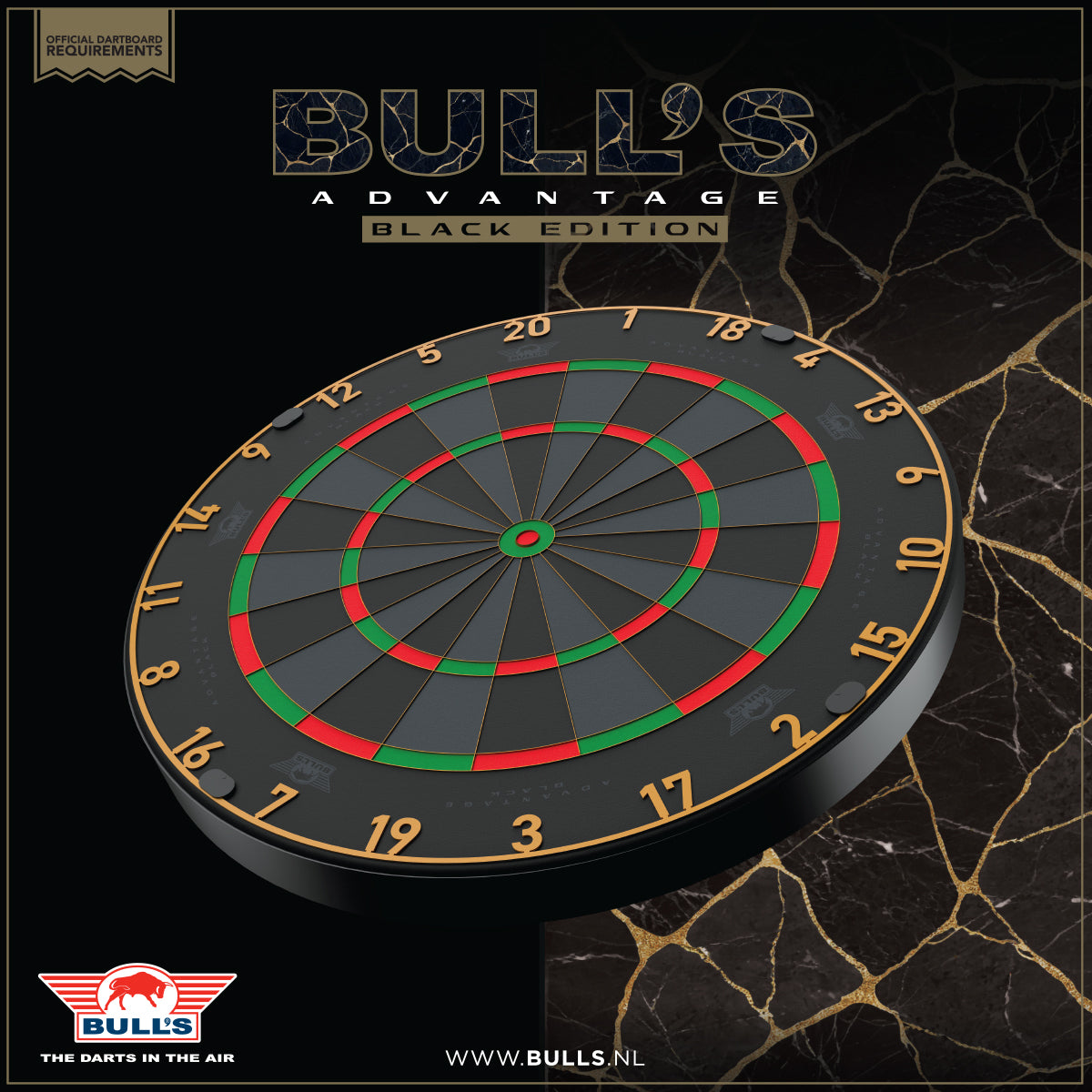Bull's Advantage Black Professional Dartboard - DreamDarts Dartshop