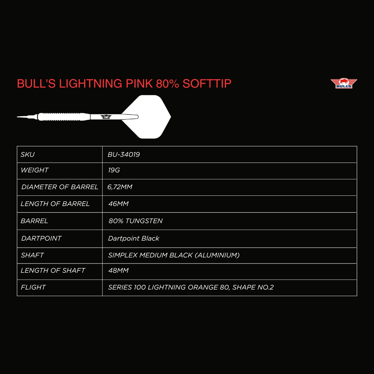 Bull's Lightning Pink 80% Softdarts - DreamDarts Dartshop