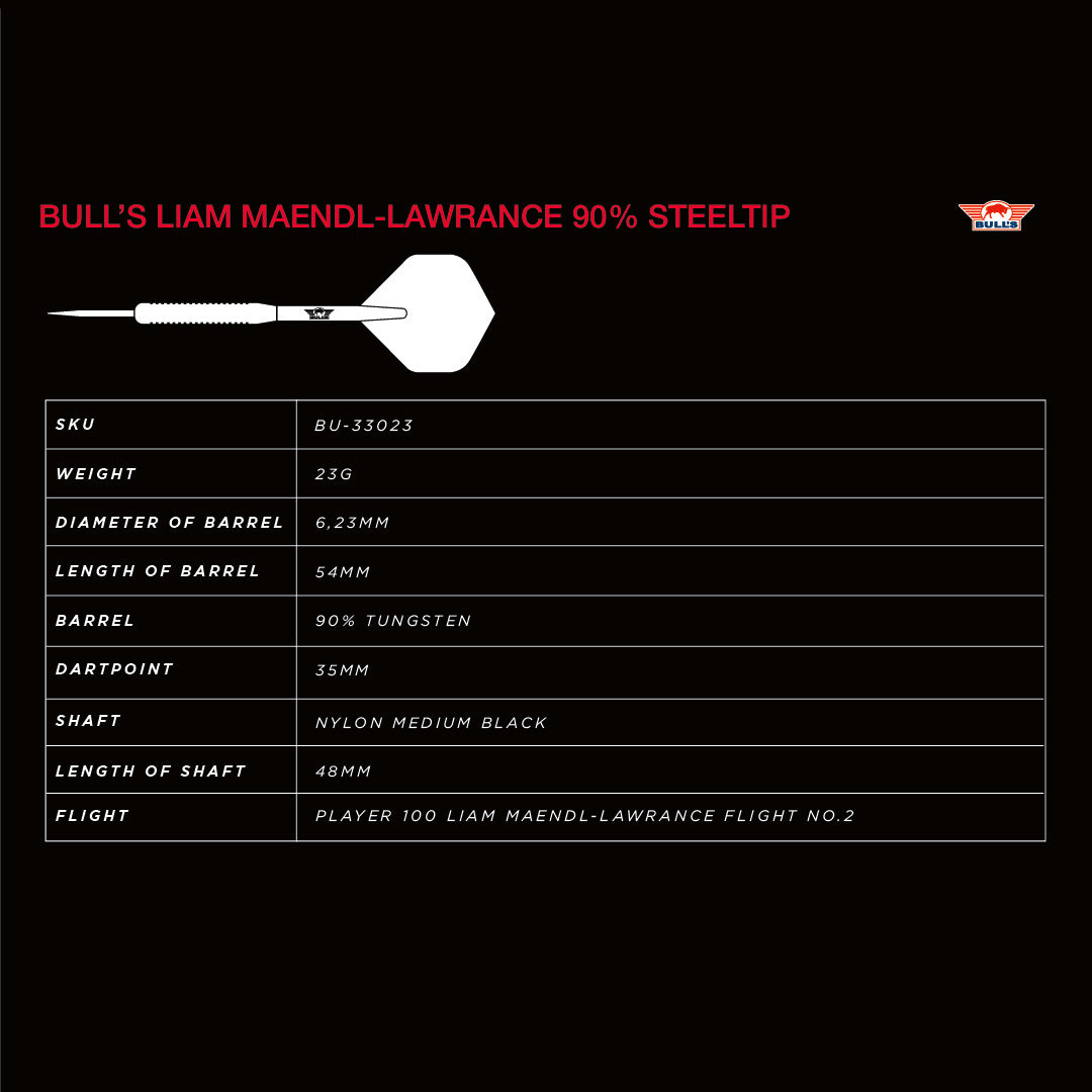 Bull's Liam Maendl-Lawrance 90% Steeldarts - DreamDarts Dartshop