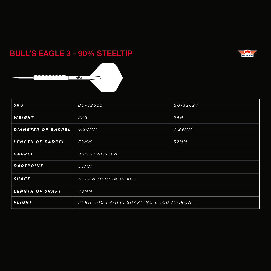 Bull's Eagle 3 90% Steeldarts - DreamDarts Dartshop