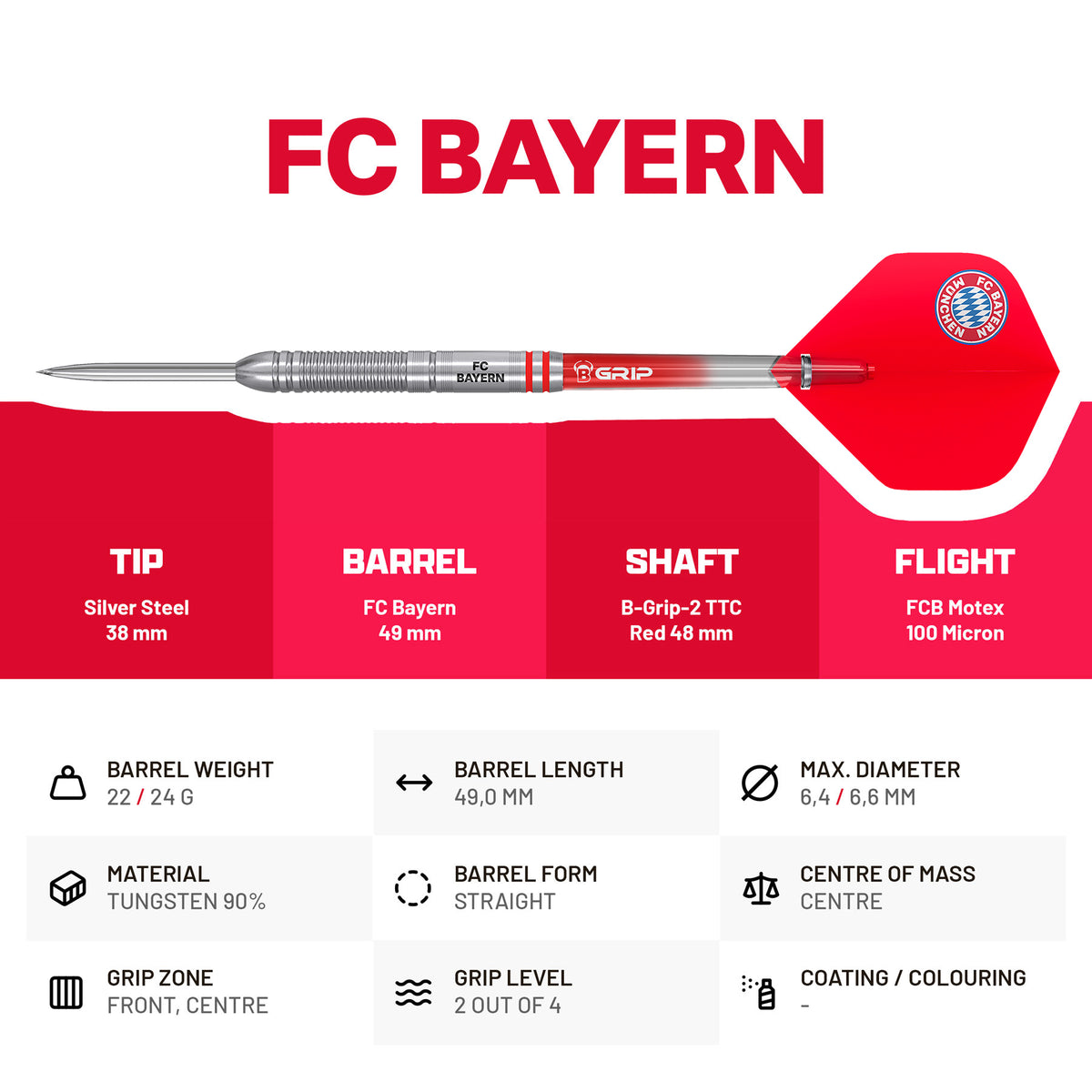 FC Bayern 90% Steeldarts - DreamDarts Dartshop