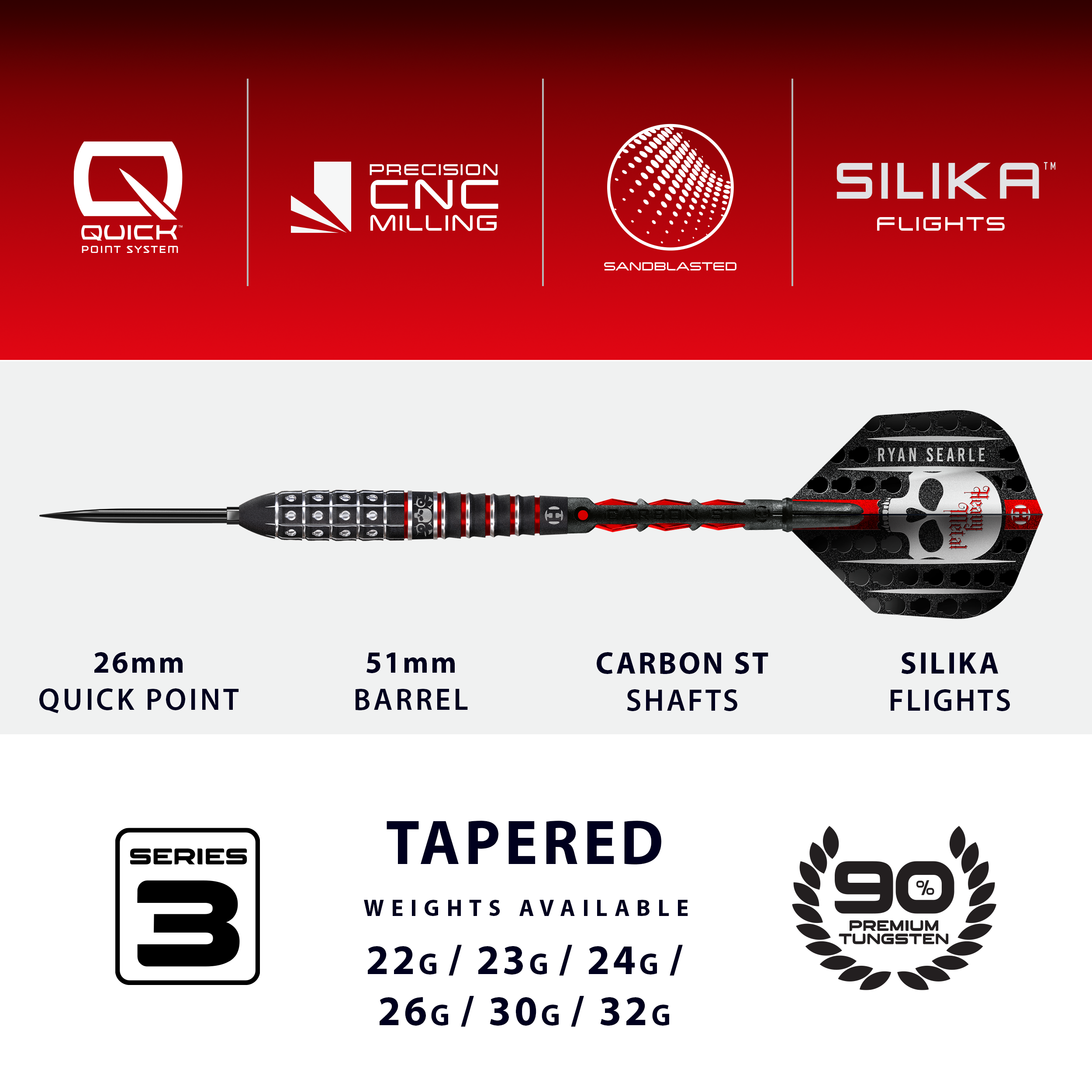 Ryan Searle Series 3 90% Steeldarts - DreamDarts Dartshop