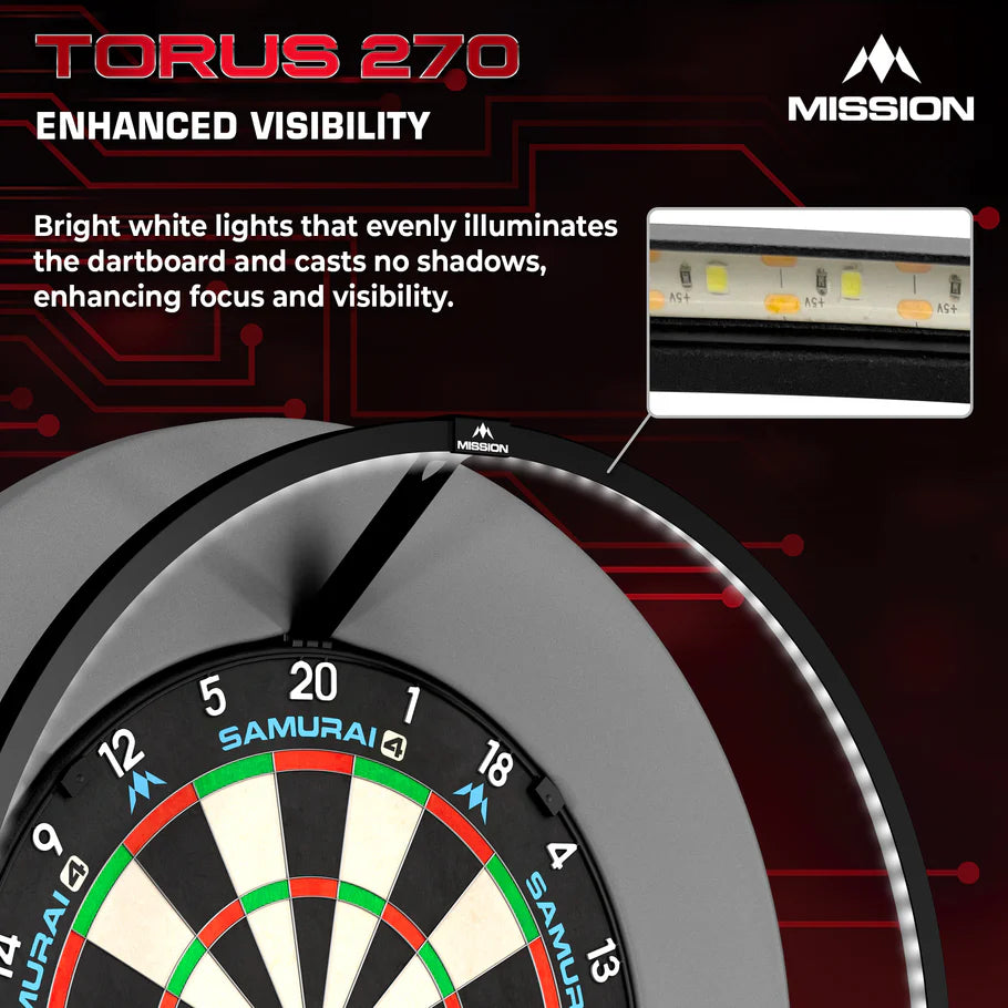 MISSION TORUS 270 - DARTBOARD-BELEUCHTUNG - USB-C - DreamDarts Dartshop