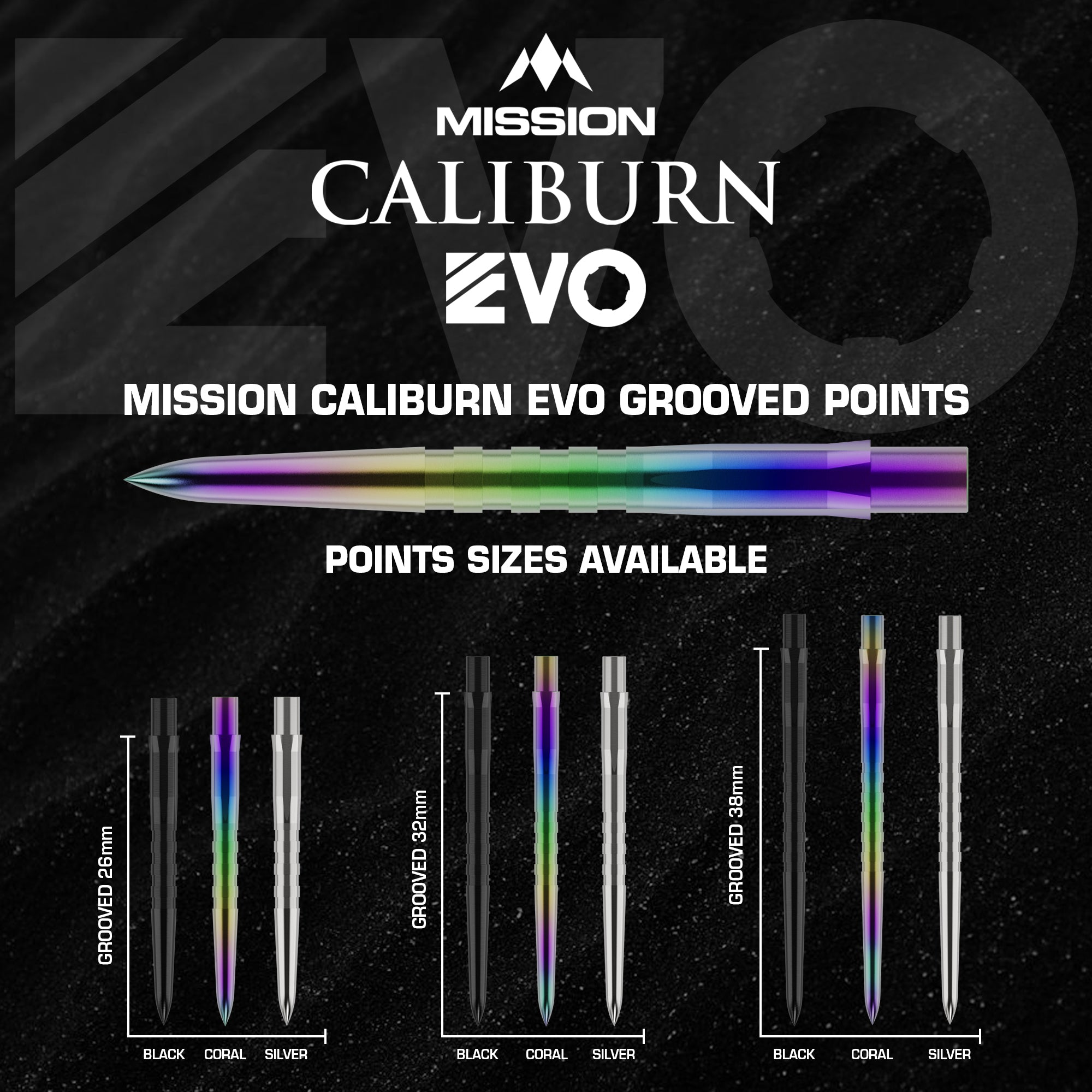 Mission Caliburn EVO Dart Points - Grooved Black - DreamDarts Dartshop