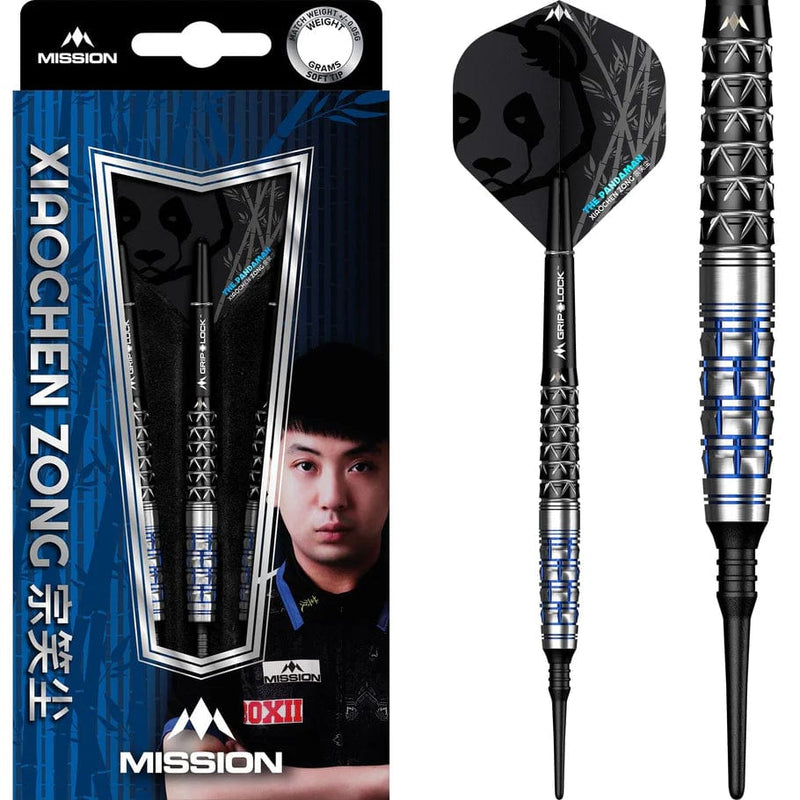 Mission Xiaochen Zong "Pandaman" Black & Blue 95% Softdarts - DreamDarts Dartshop