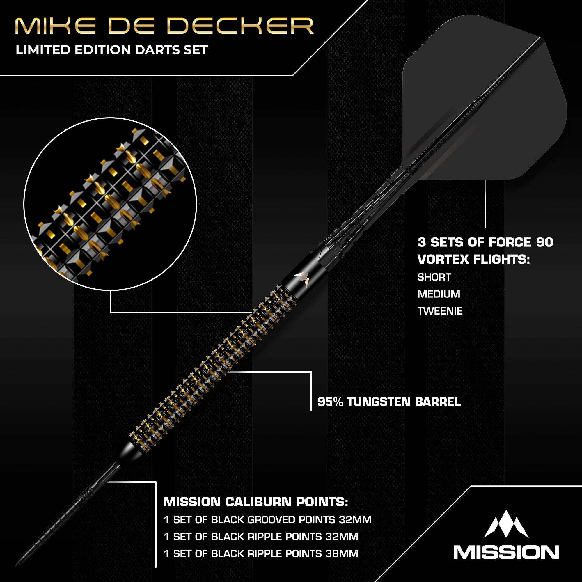 Mike de Decker Limited Edition 95% Steeldarts - DreamDarts Dartshop