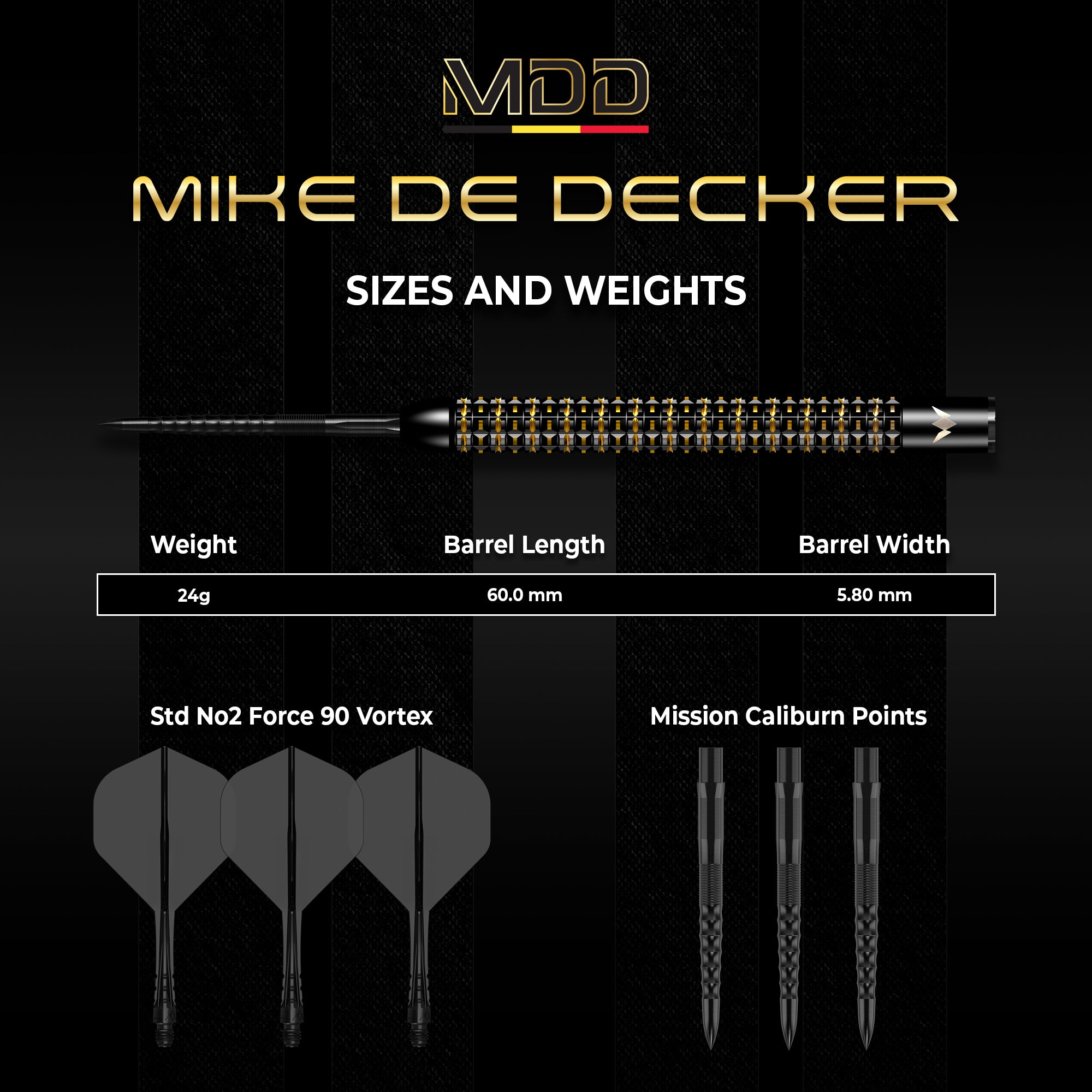 Mike de Decker Limited Edition 95% Steeldarts - DreamDarts Dartshop