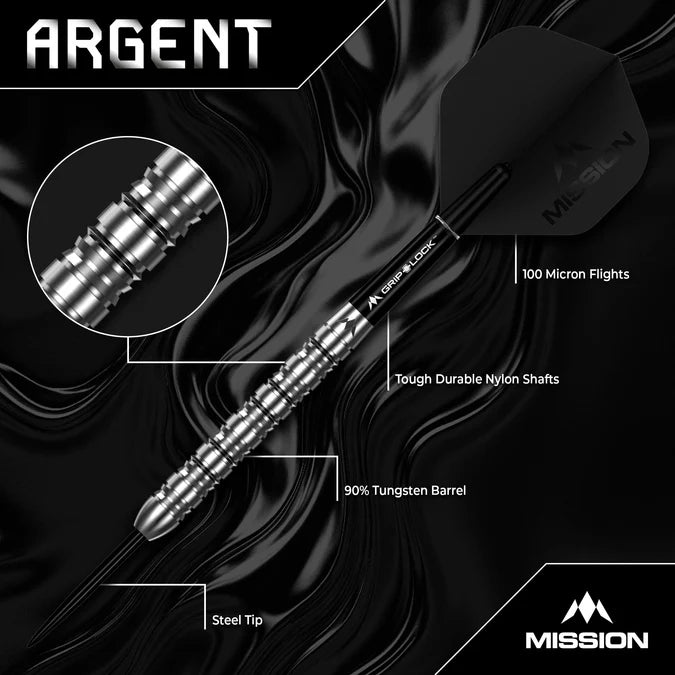 Mission Argent 90% Steeldarts - DreamDarts Dartshop