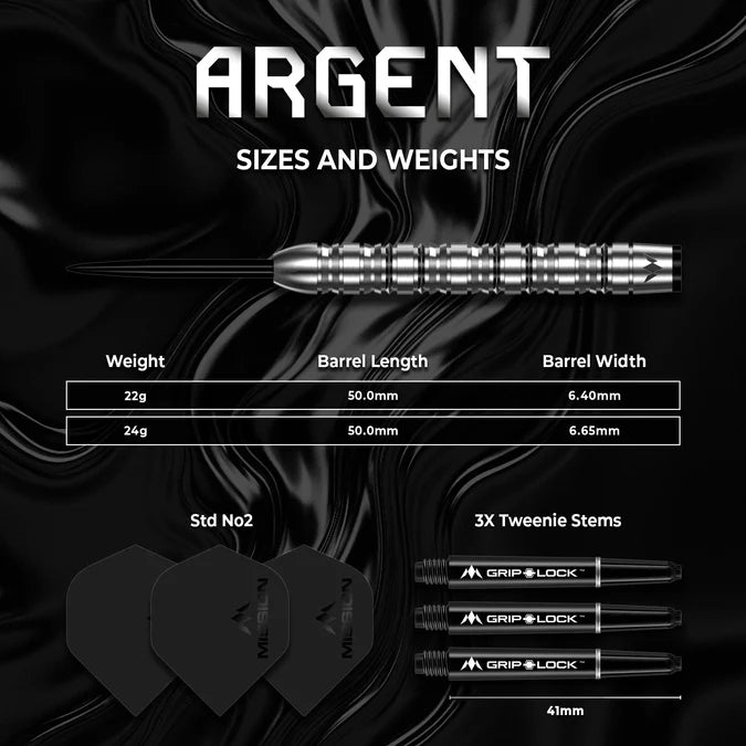 Mission Argent 90% Steeldarts - DreamDarts Dartshop