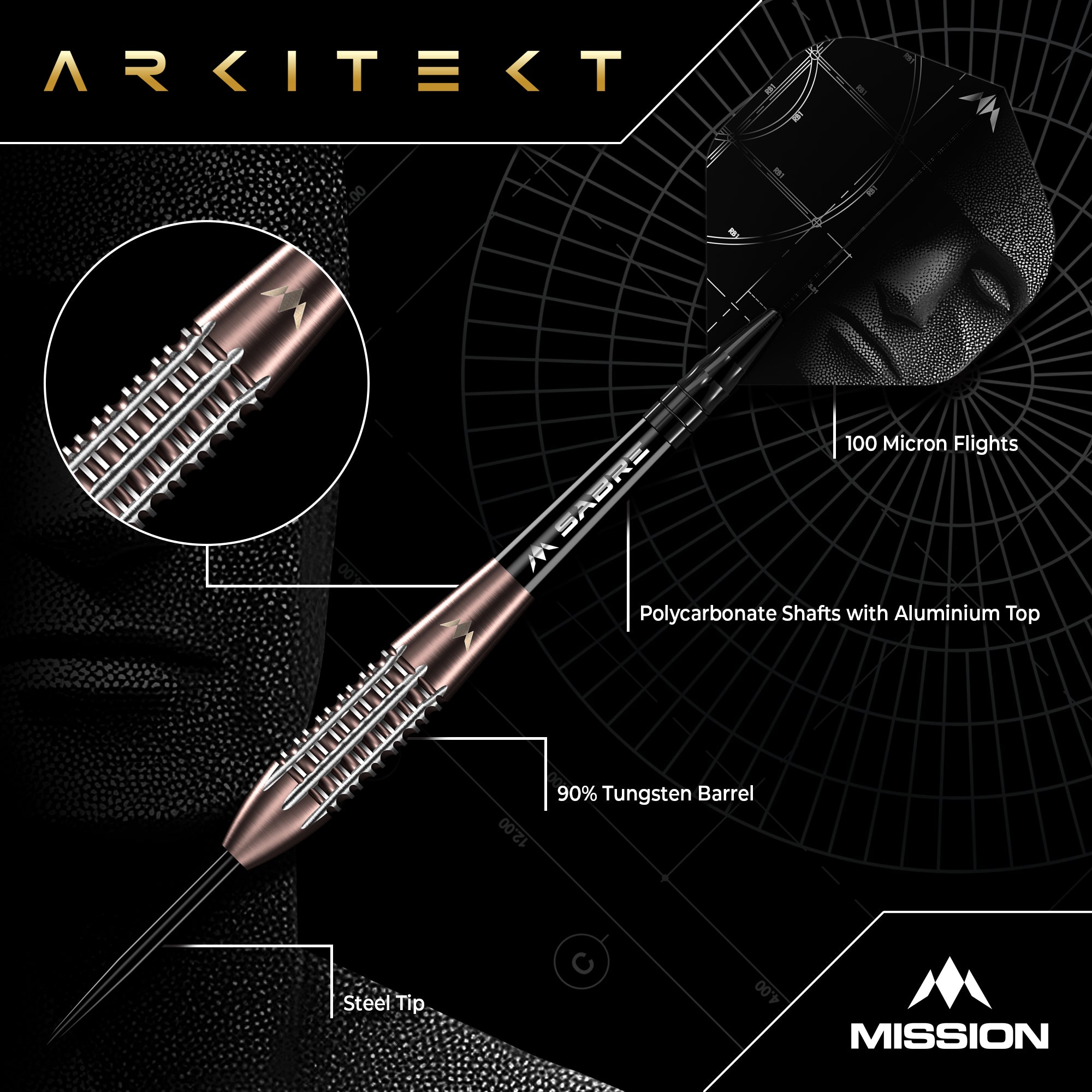 Mission Arkitekt 90% Steeldarts - DreamDarts Dartshop