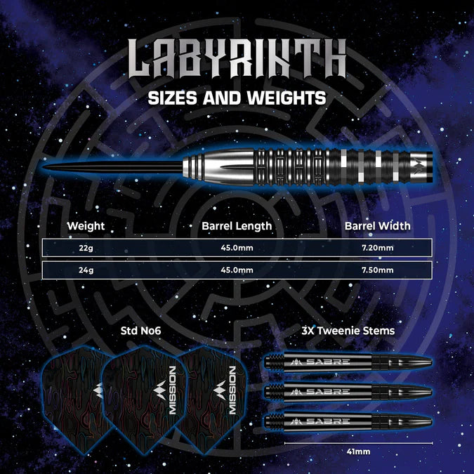 Mission Labyrinth 90% Steeldarts - DreamDarts Dartshop