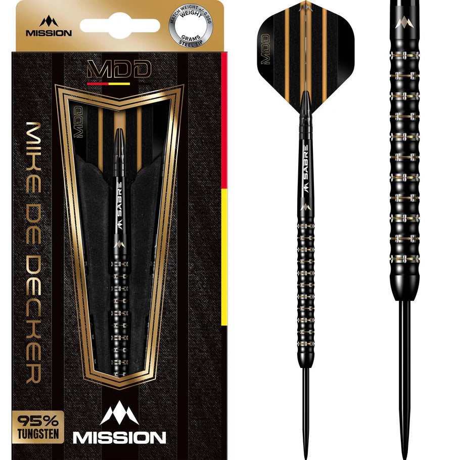 Mission Mike de Decker Black & Gold PVD 95% Steeldarts - DreamDarts Dartshop