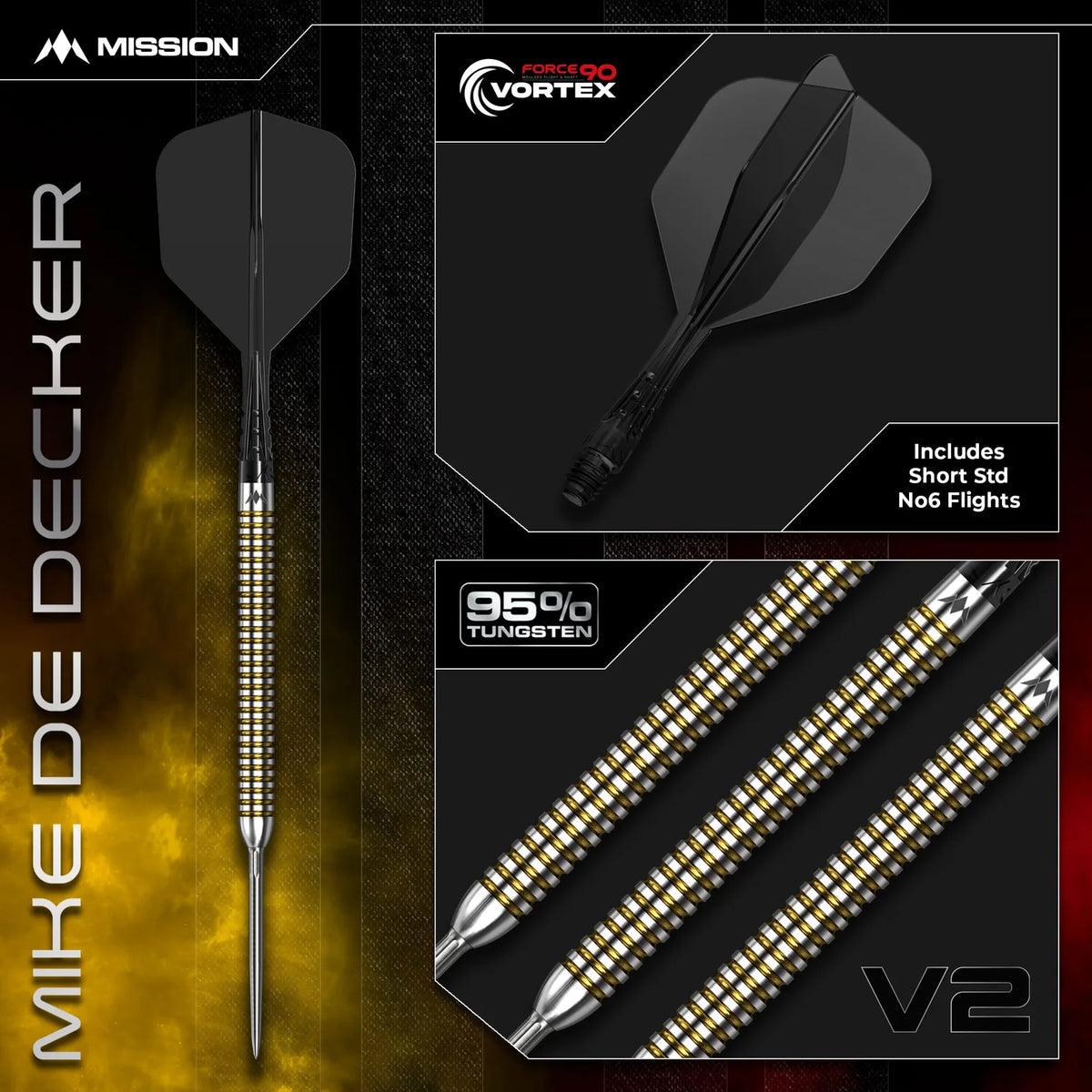 Mission Mike De Decker R2.5 95% Steeldarts - DreamDarts Dartshop