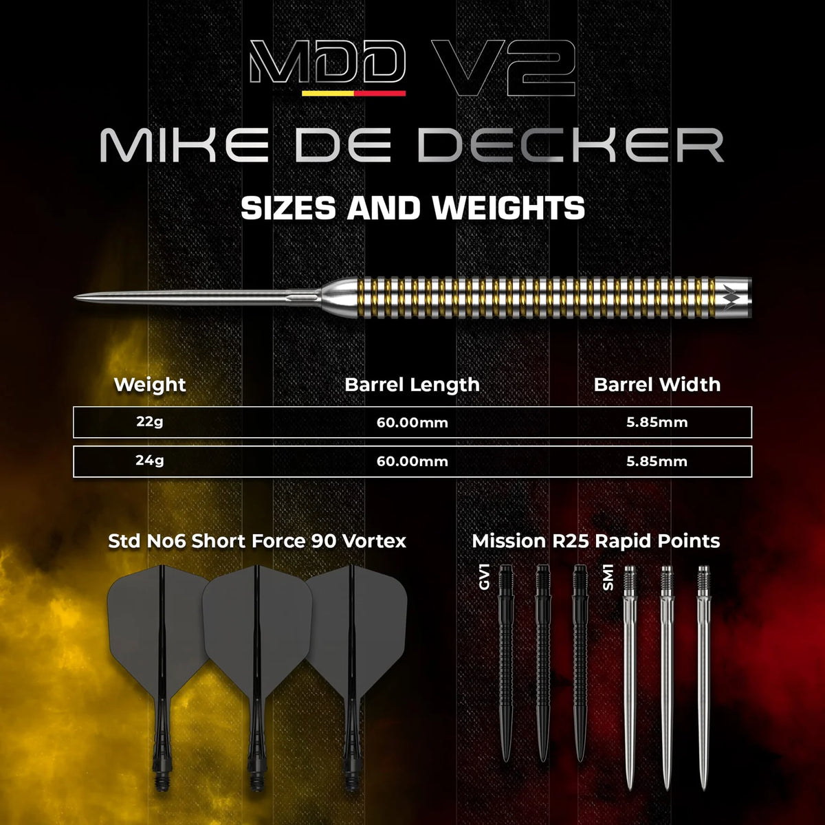 Mission Mike De Decker R2.5 95% Steeldarts - DreamDarts Dartshop