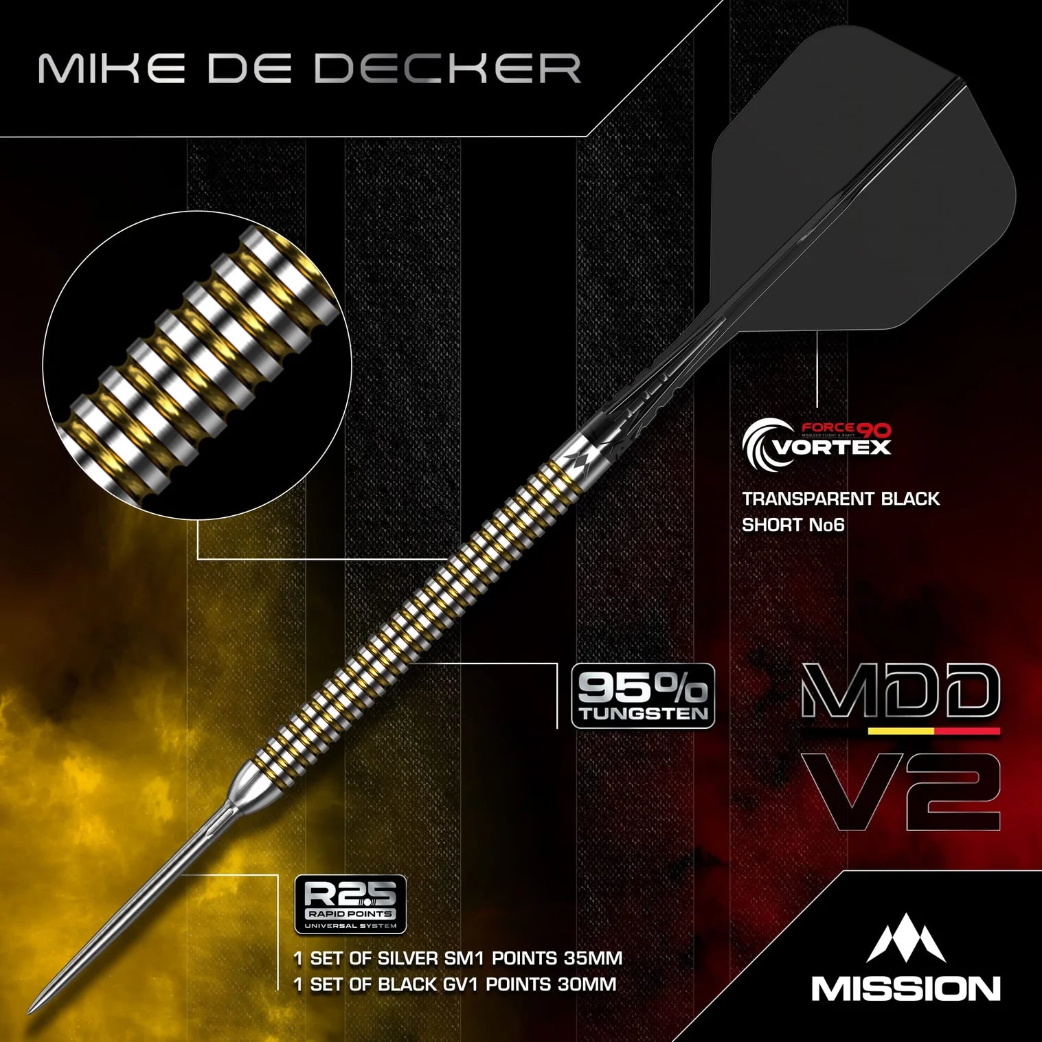 Mission Mike De Decker R2.5 95% Steeldarts - DreamDarts Dartshop