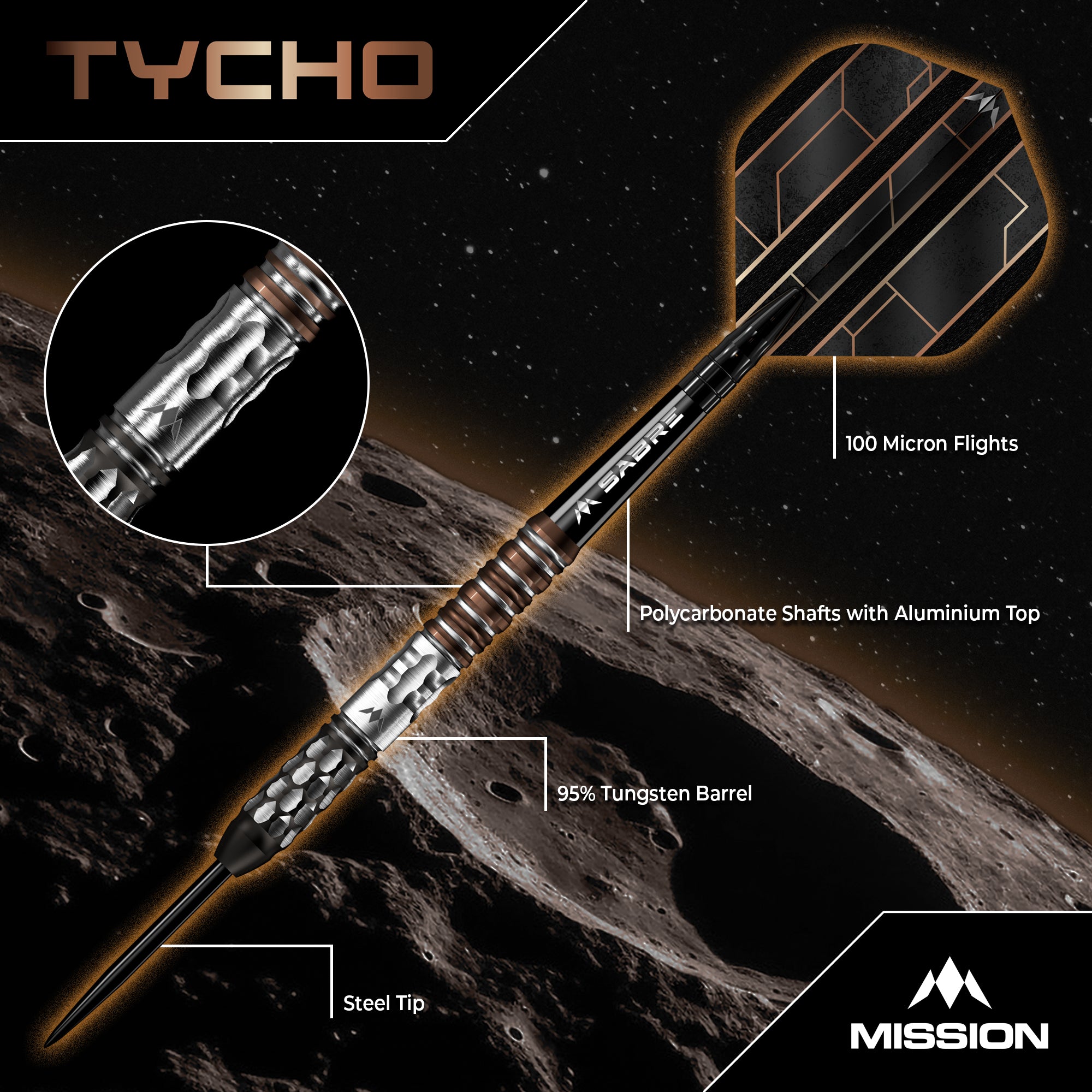 Mission Tycho 95% Steeldarts - DreamDarts Dartshop