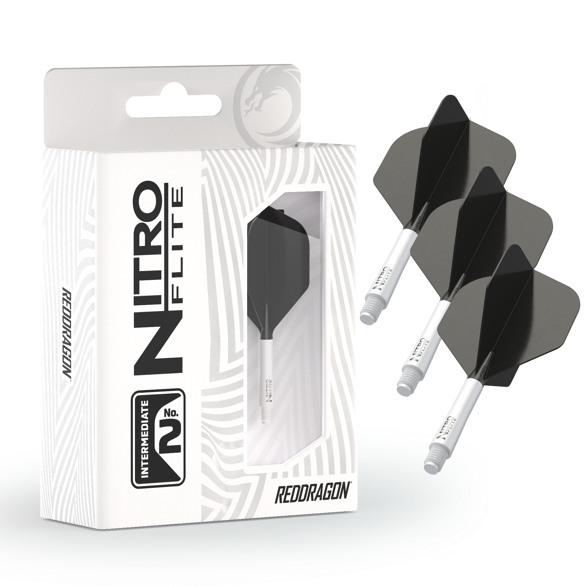 Red Dragon NITRO FLITE WHITE AND BLACK - DreamDarts Dartshop