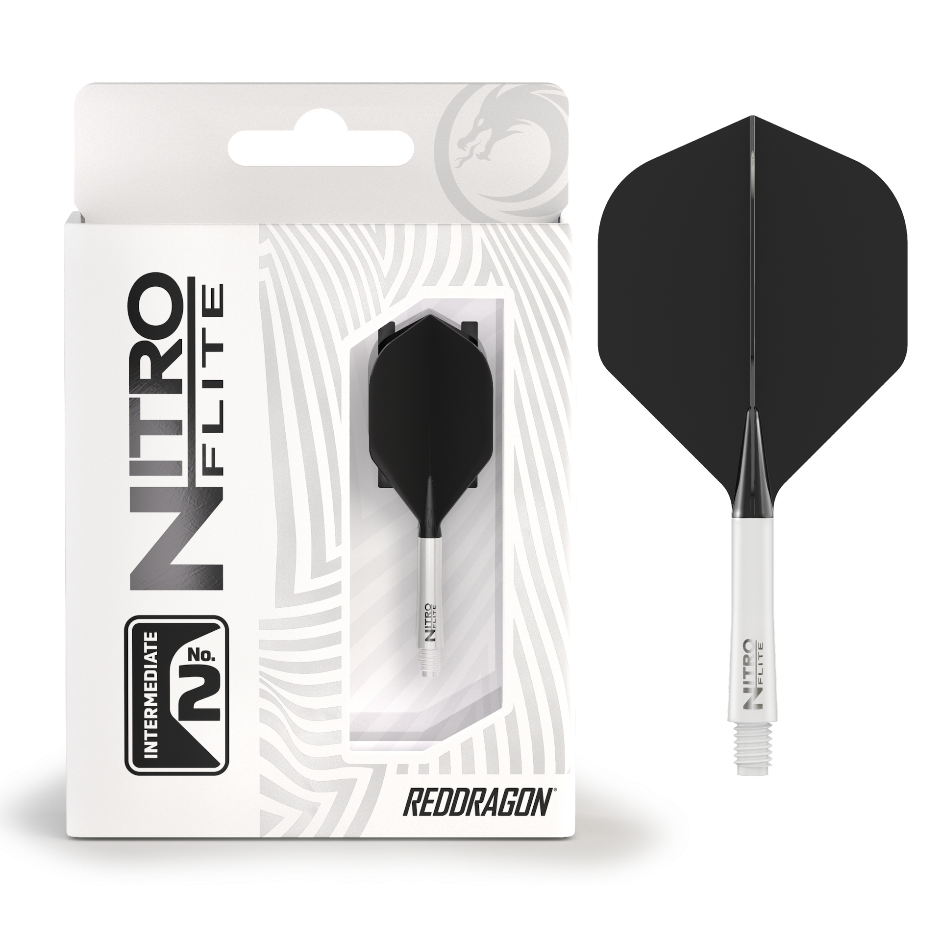 Red Dragon NITRO FLITE WHITE AND BLACK - DreamDarts Dartshop