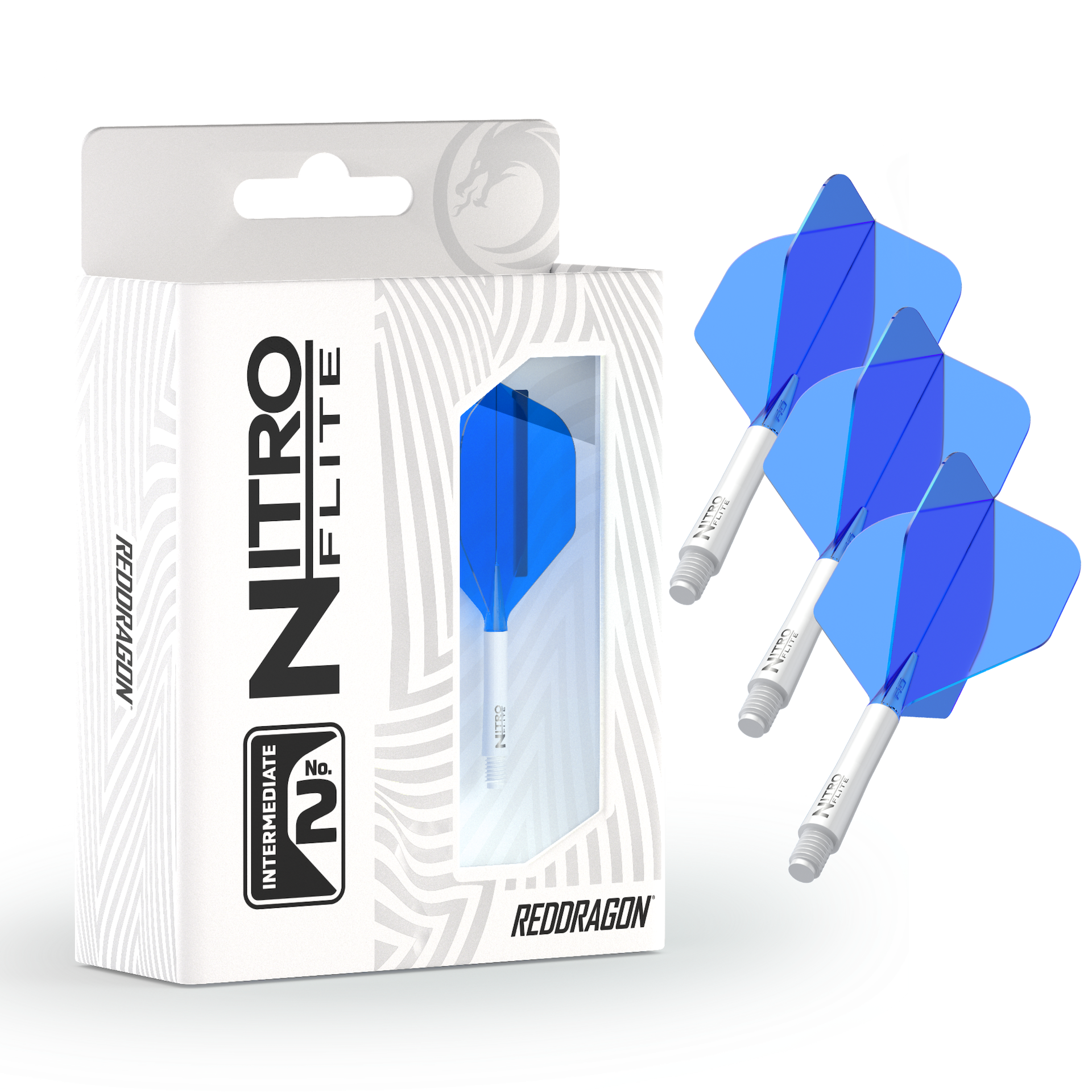 Red Dragon NITRO FLITE WHITE AND BLUE - DreamDarts Dartshop