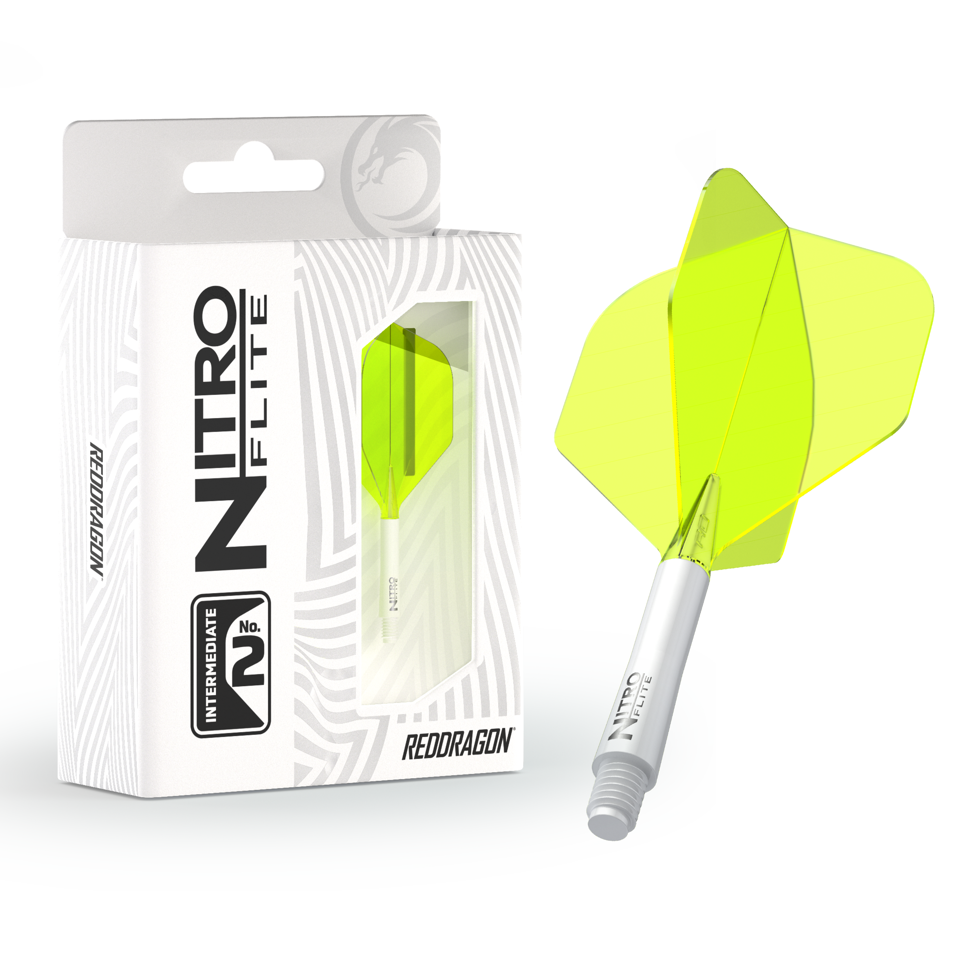 Red Dragon NITRO FLITE WHITE AND YELLOW - DreamDarts Dartshop