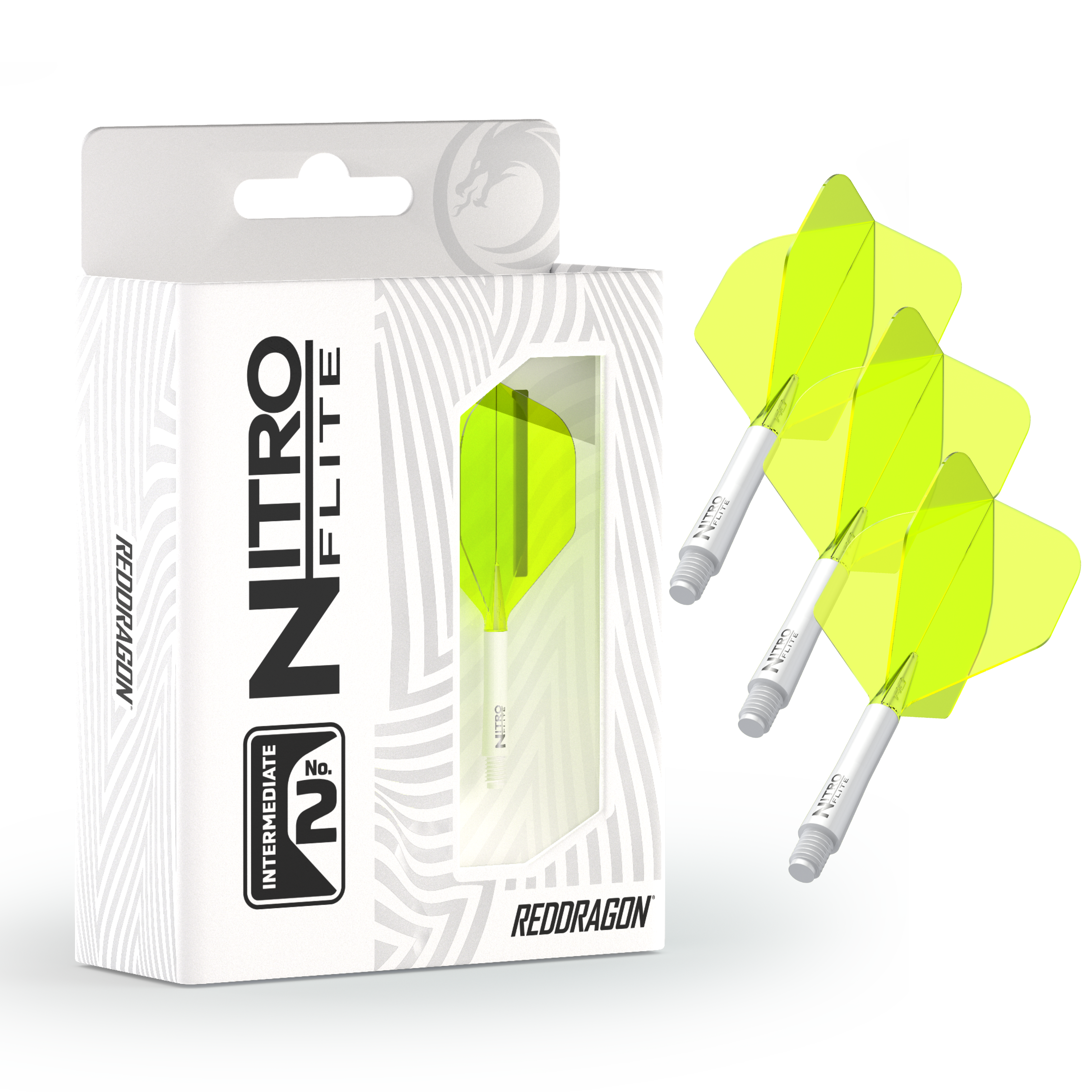 Red Dragon NITRO FLITE WHITE AND YELLOW - DreamDarts Dartshop